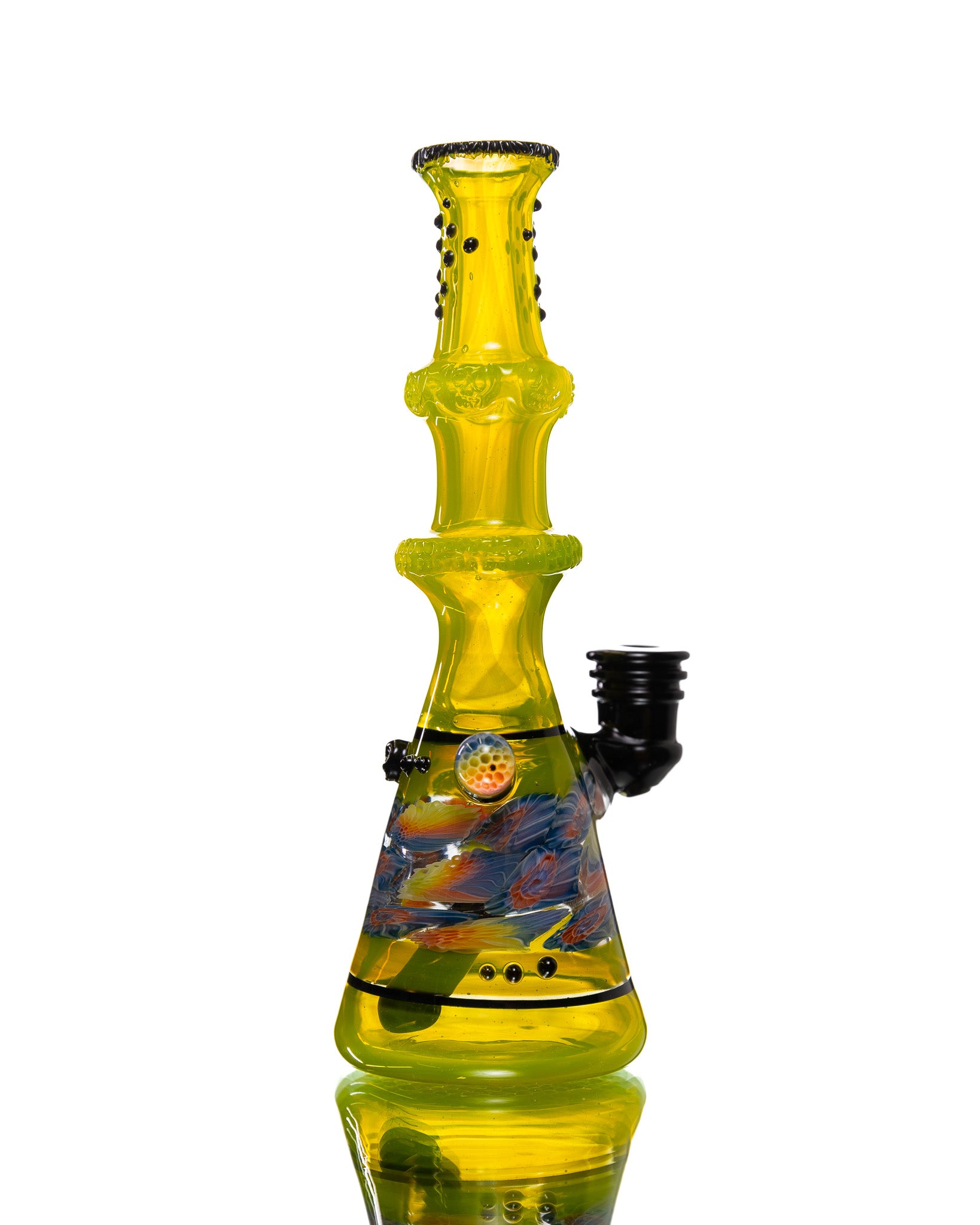 Hensley Glass - Yellow/Rainbow/Black Poison Bottle Rig