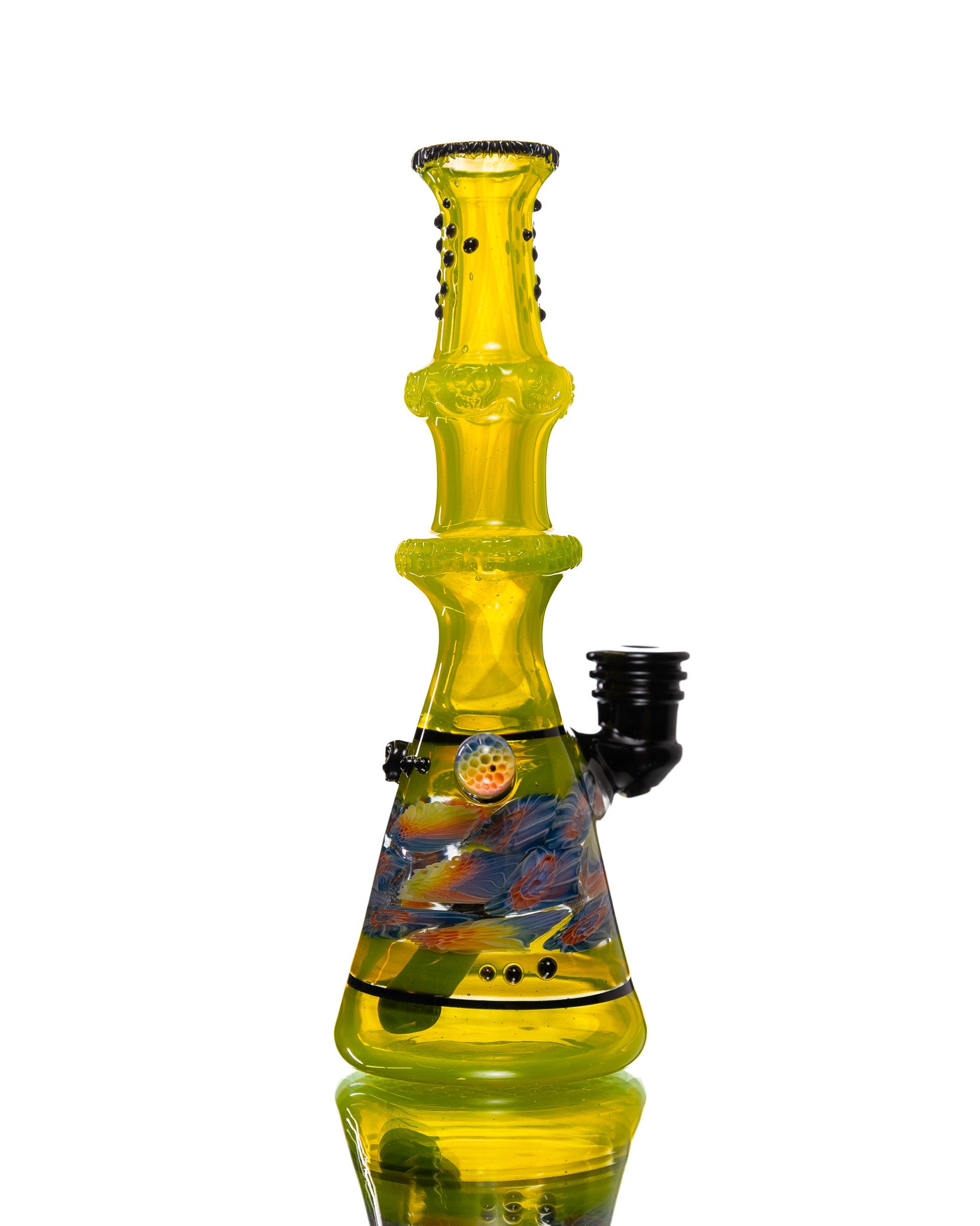 Hensley Glass - Poison Bottle Jammer - Yellow, Rainbow & Black