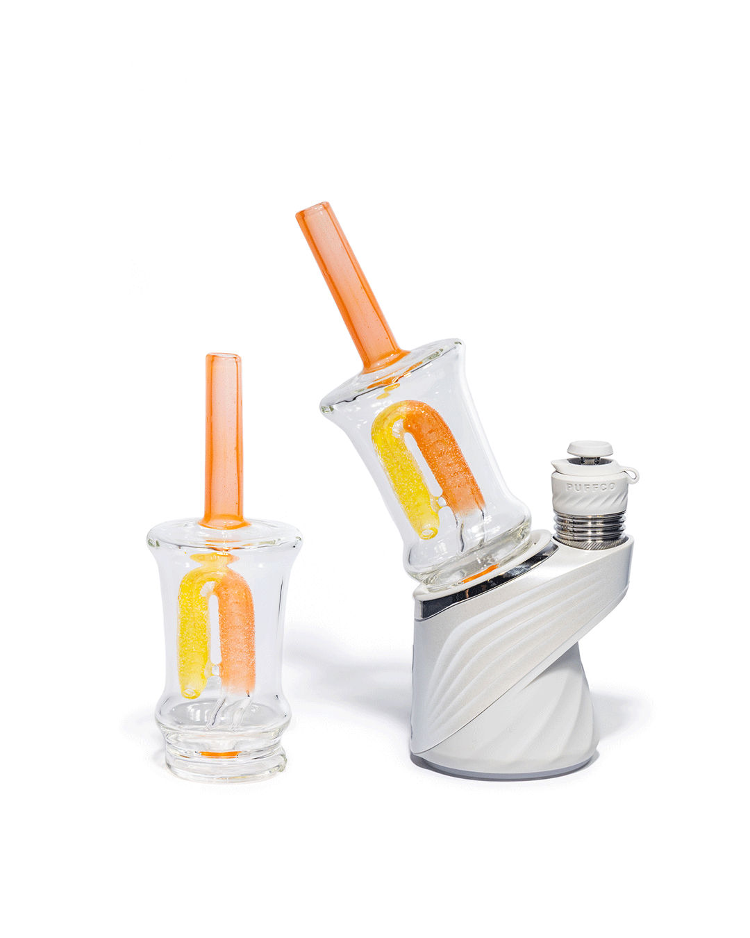 Emperial Glass - Sour Worm Cup Puffco Attachment - Cad Orange & Cad Yellow