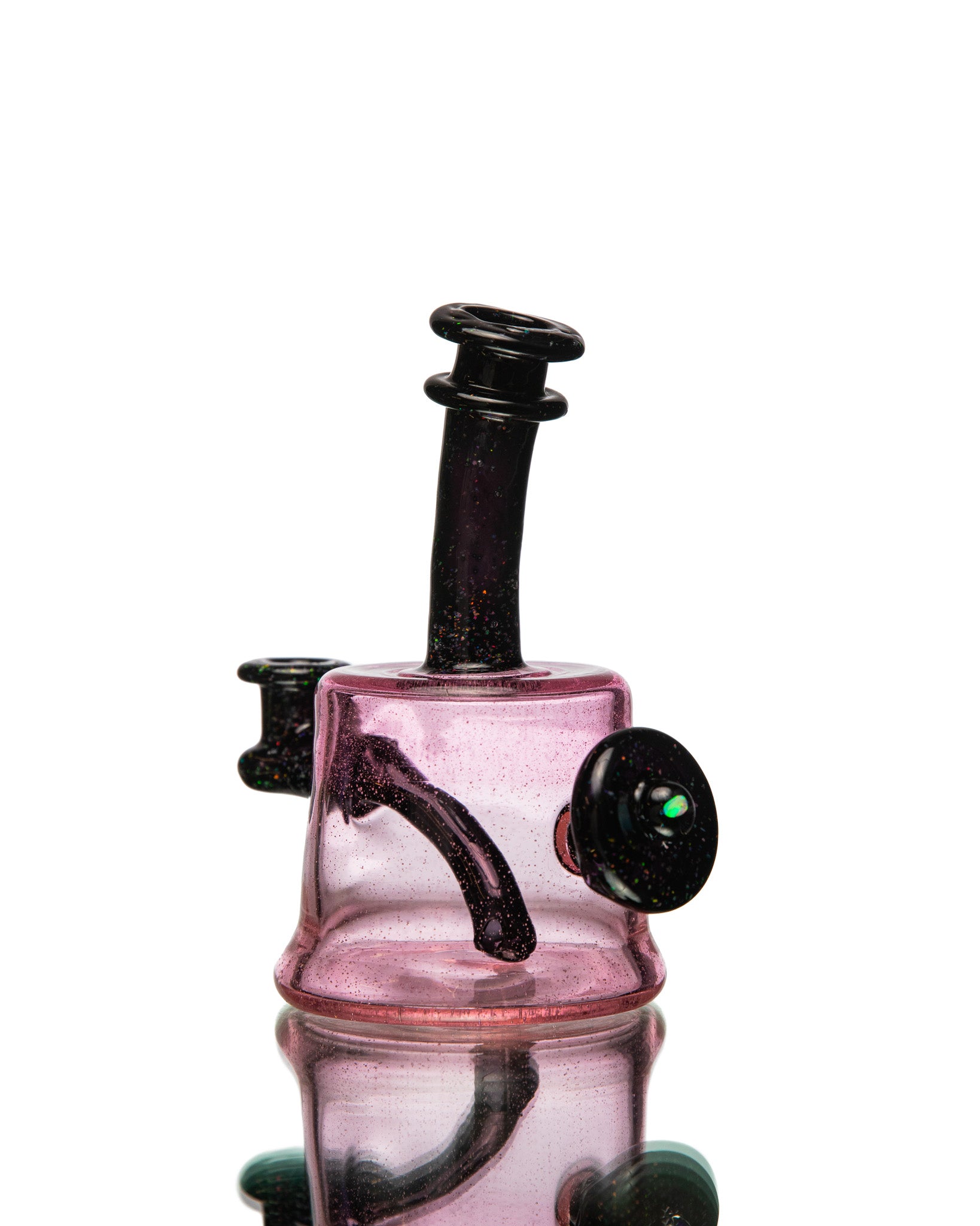 ManChild Glass - Pink Lollipop & Jet Black Mini Tube (Crushed Opal)