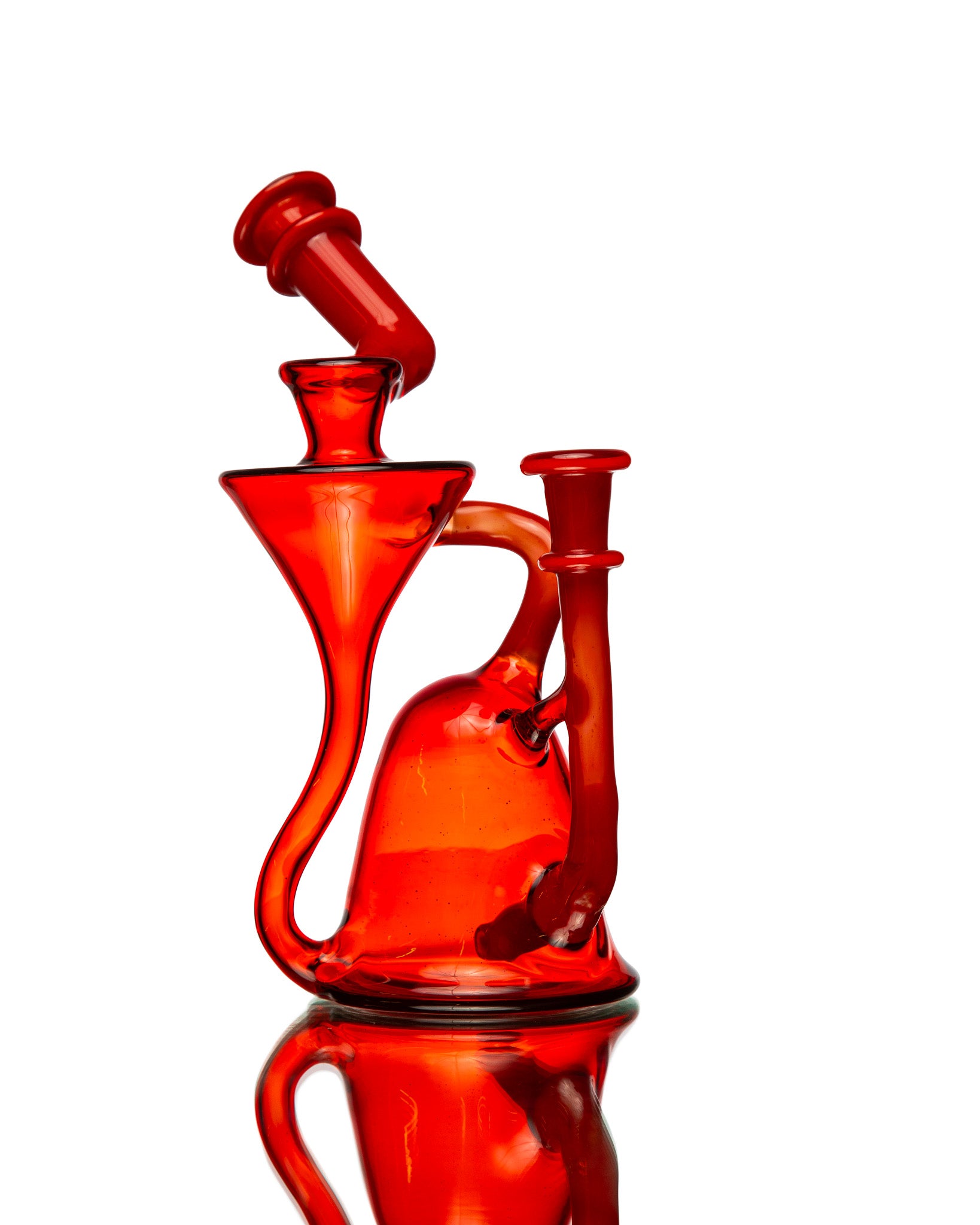 ManChild Glass - Side Saddle Recycler - Pomegranate & "That Fuego"