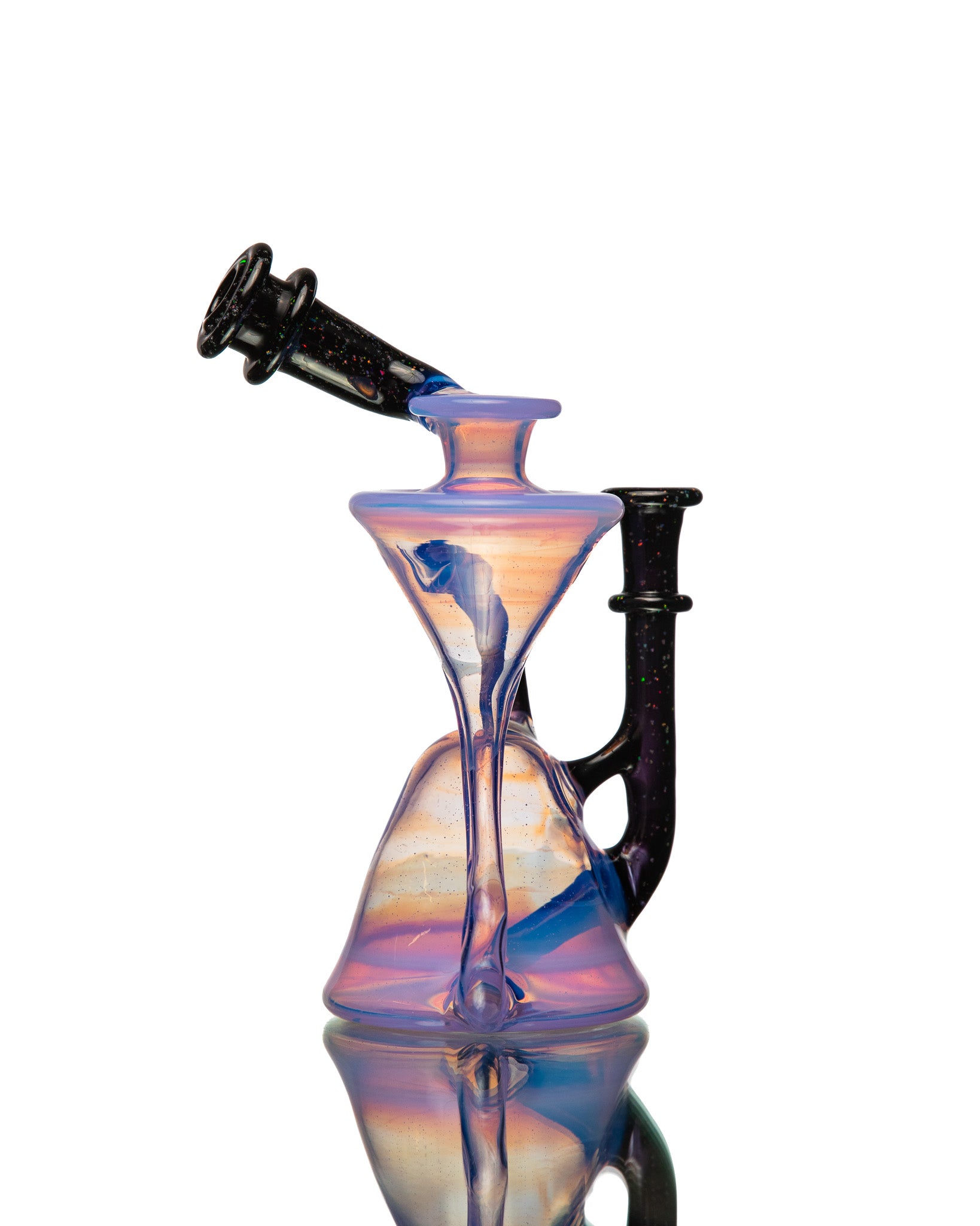 ManChild Glass - Side Saddle Recycler - Lucid & Jet Black (Crushed Opal)