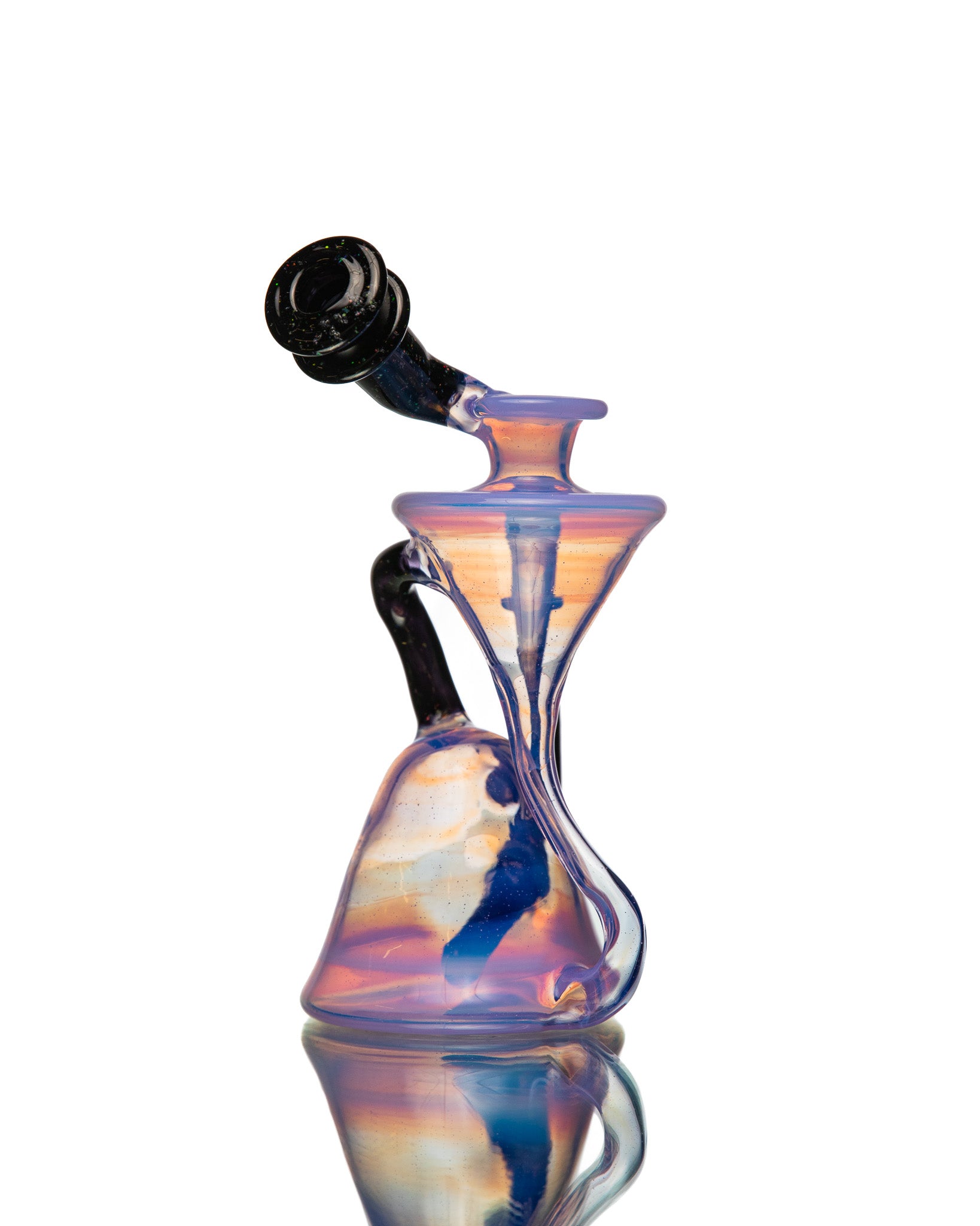 ManChild Glass - Side Saddle Recycler - Lucid & Jet Black (Crushed Opal)
