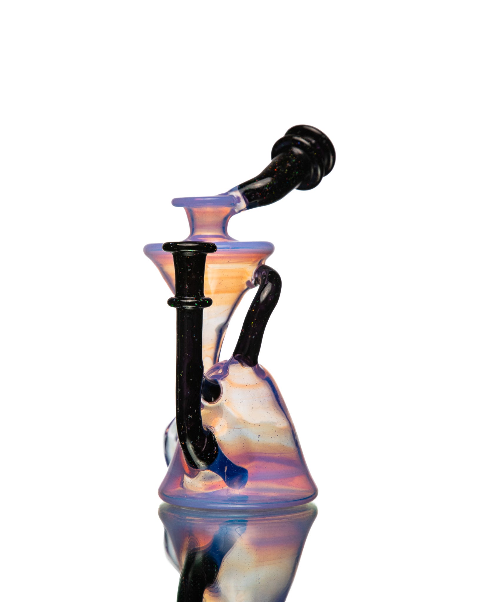 ManChild Glass - Lucid & Jet Black Side Saddle Recycler (Crushed Opal)