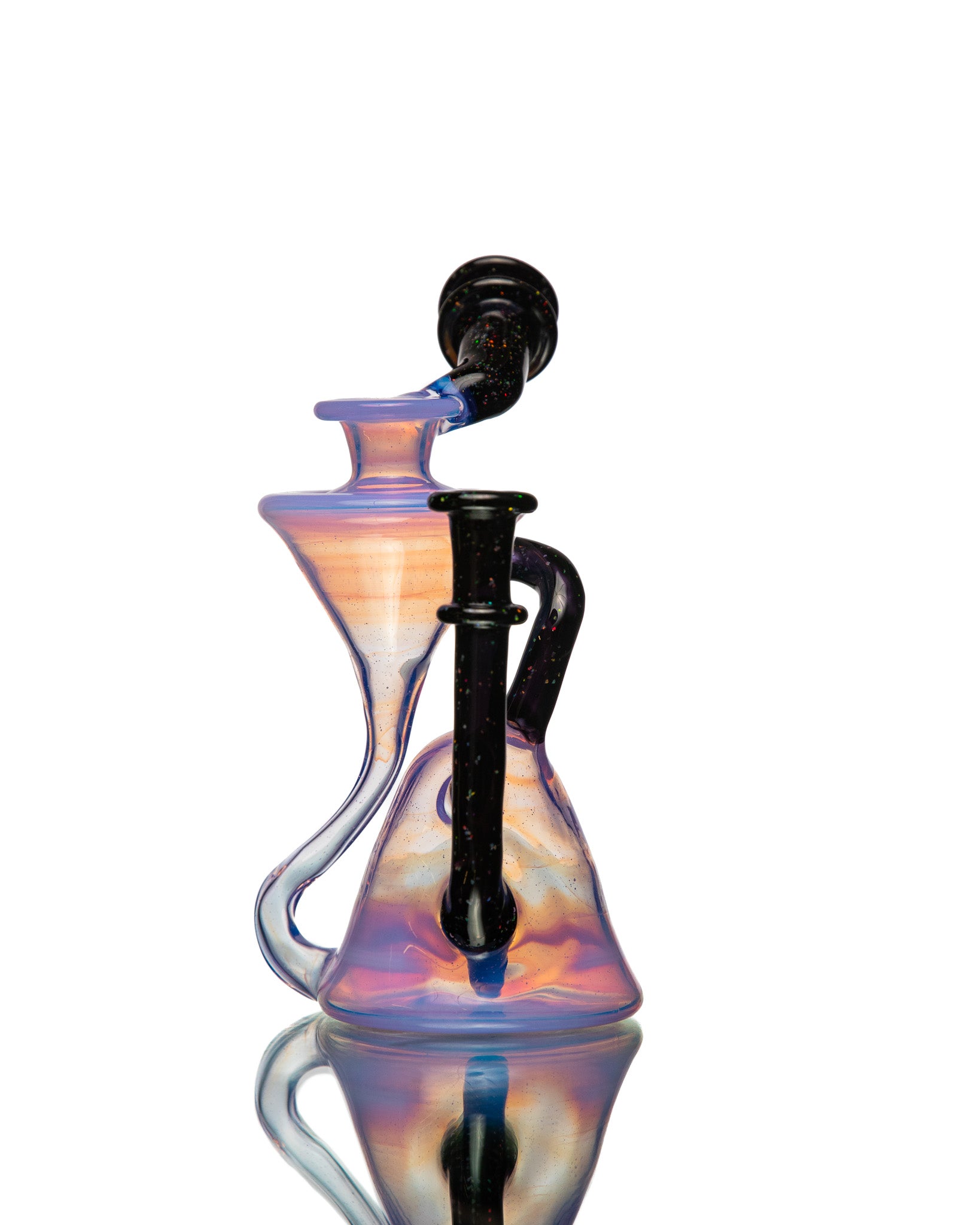 ManChild Glass - Side Saddle Recycler - Lucid & Jet Black (Crushed Opal)