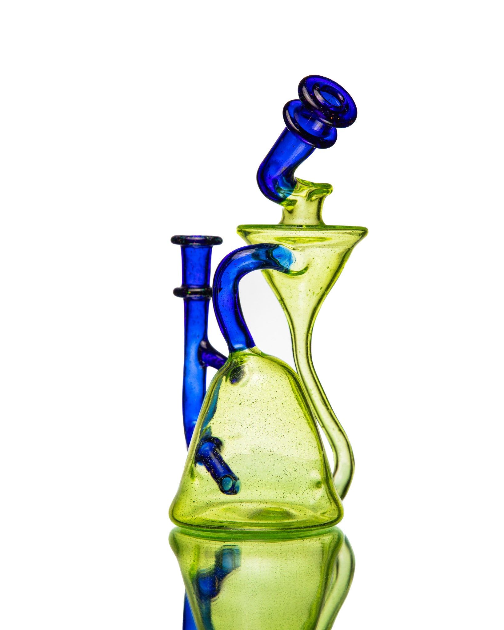 ManChild Glass - Slyme & Cobalt Side Saddle Recycler (Crushed Opal)