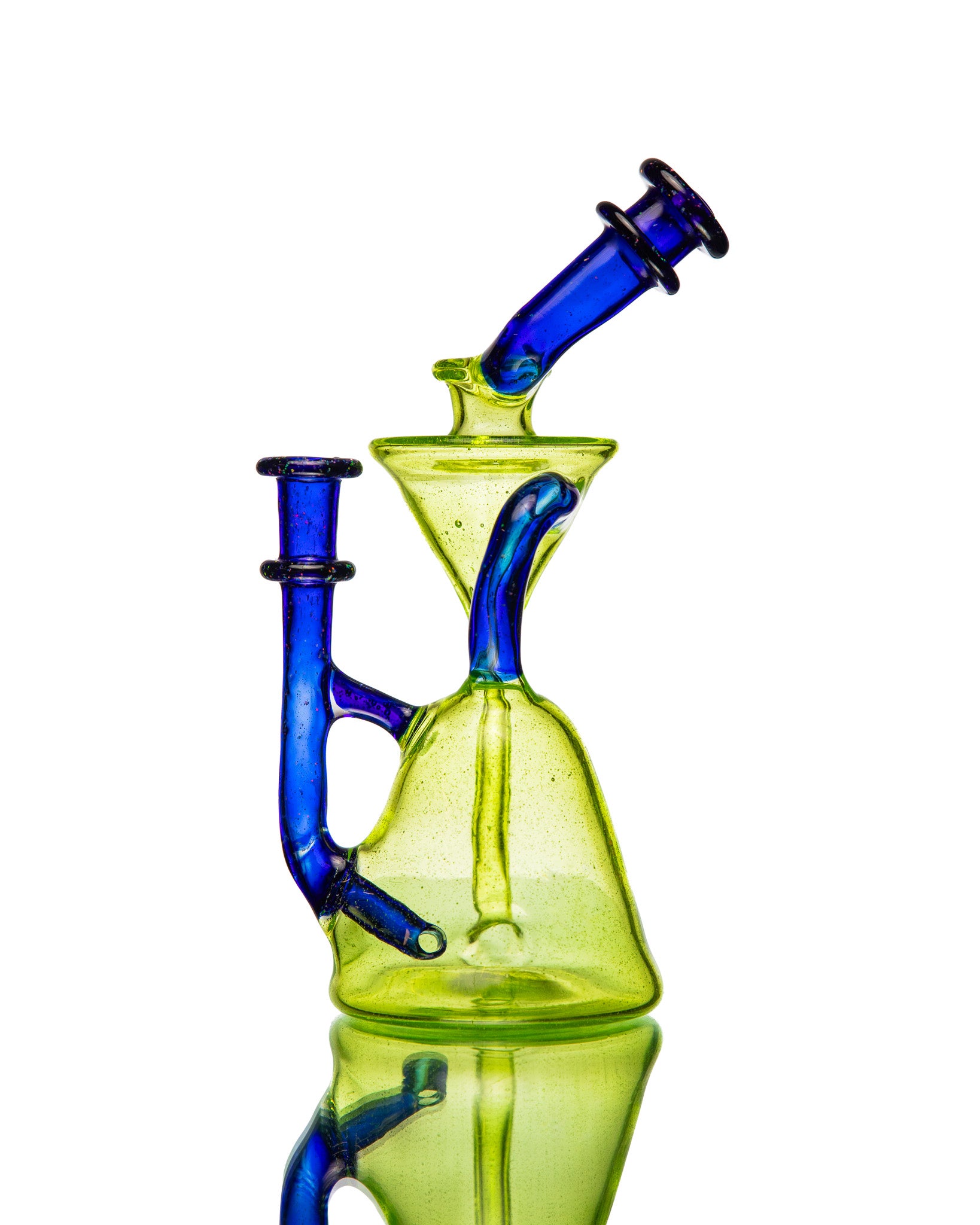 ManChild Glass - Slyme & Cobalt Side Saddle Recycler (Crushed Opal)