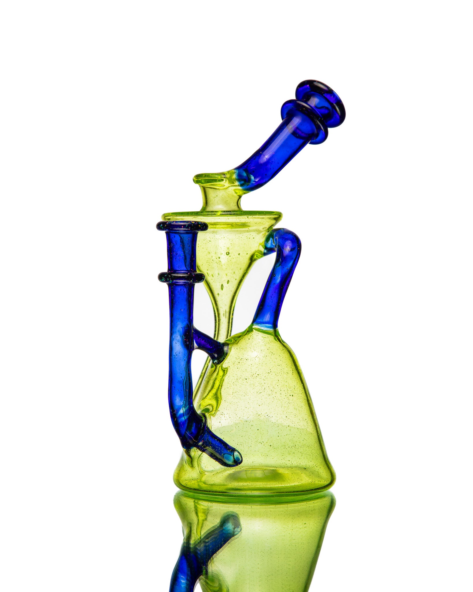 ManChild Glass - Slyme & Cobalt Side Saddle Recycler (Crushed Opal)