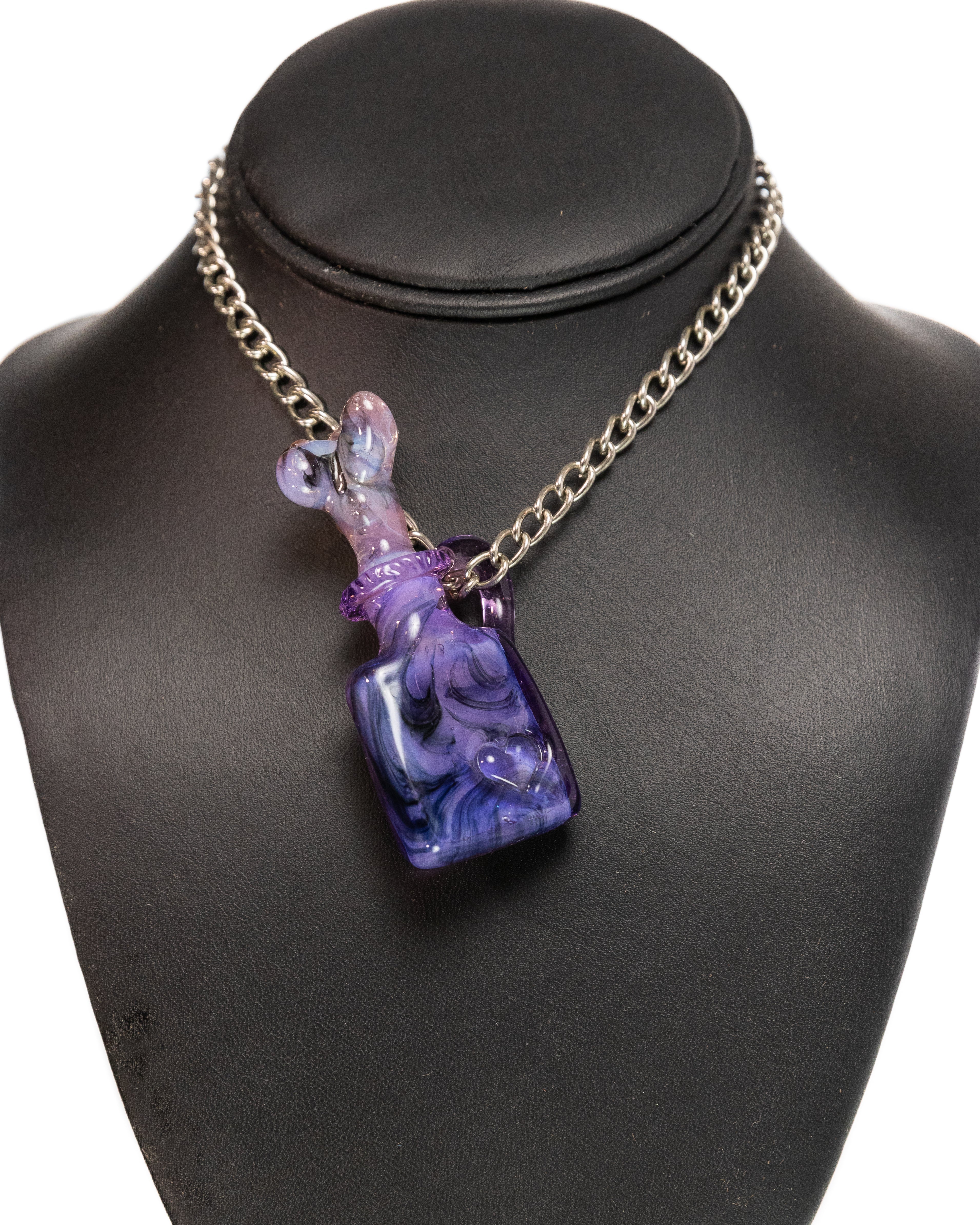 Hensley Glass - Heart Potion Pendant - Purple & Pink