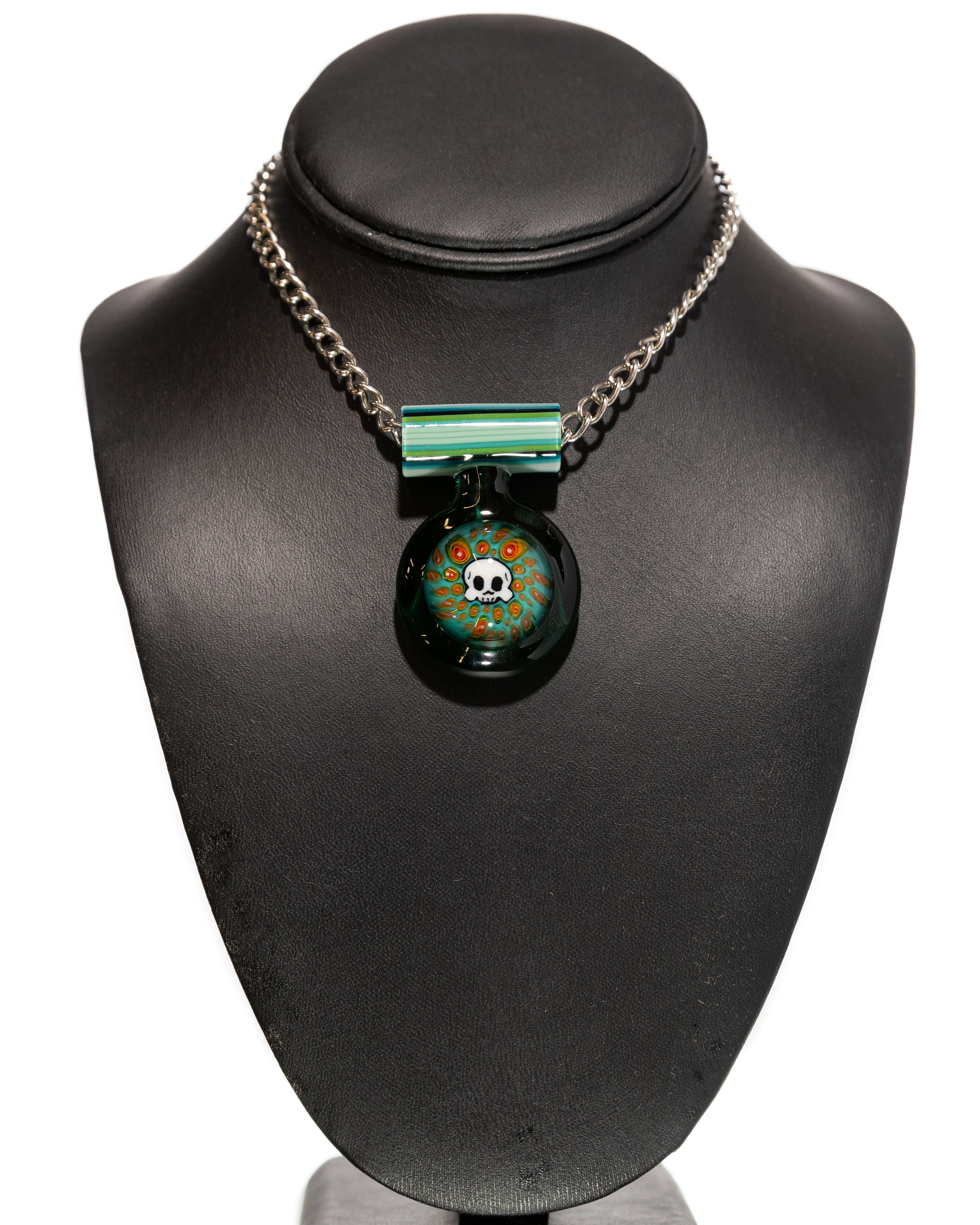 Hendy Glass - Skull Pendant - Teal