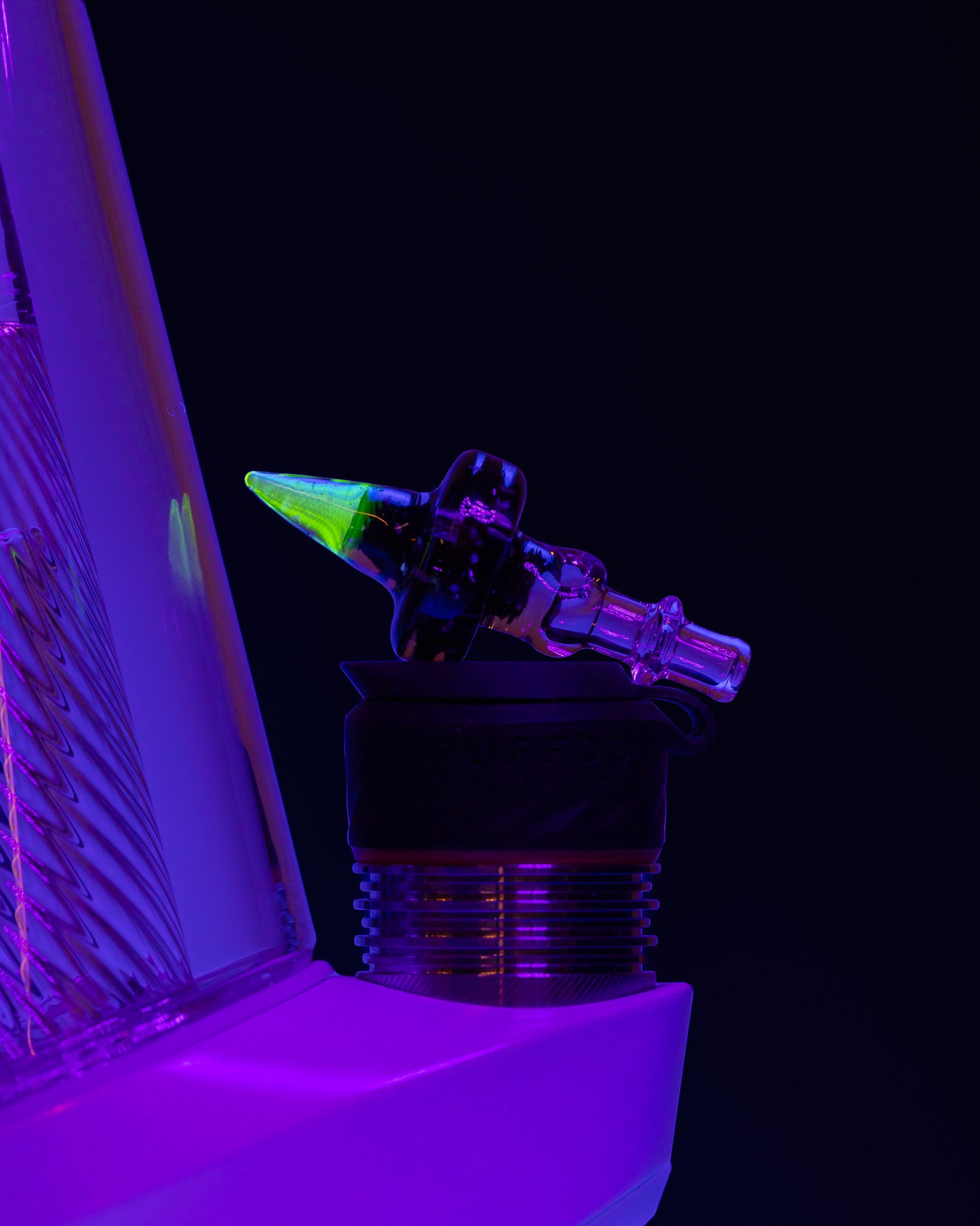 Coos Glass - 10mm Crushed Opal Spike 3DXL Joystick - Ion & Galaxy Black (UV)