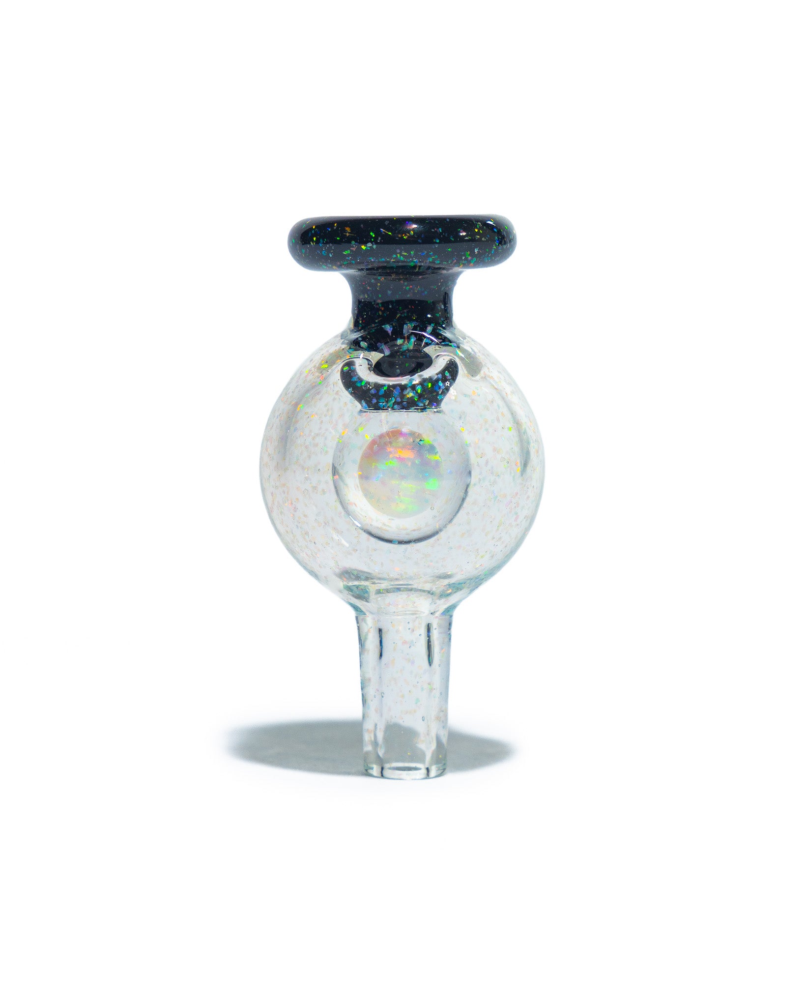 Soup Glass - 6mm Bubble Cap - Black & White Crushed Opal