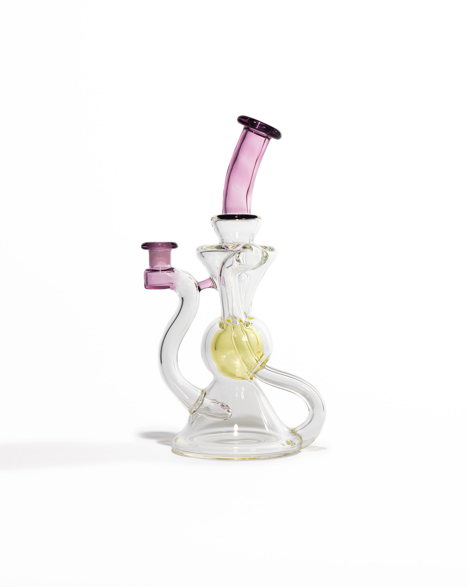 Blew Glass - Dual Uptake Recycler - Clear, Pink & Yellow (CFL)