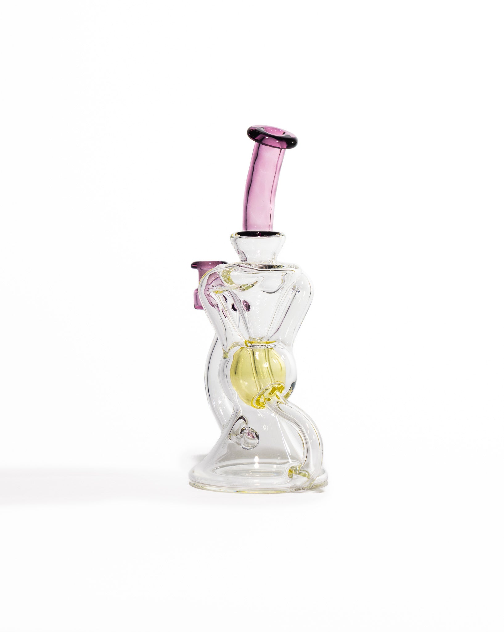 Blew Glass - Dual Uptake Recycler - Clear, Pink & Yellow (CFL)