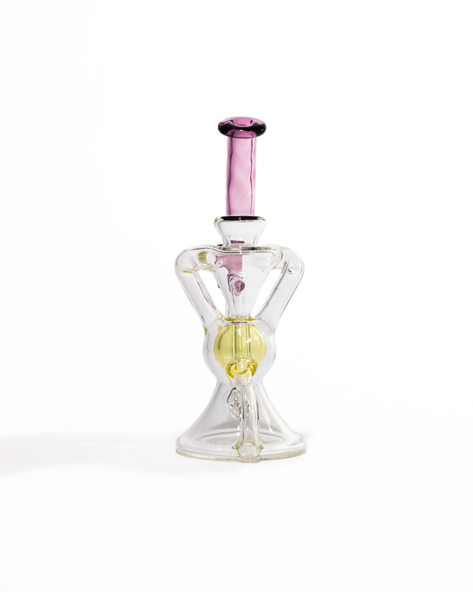 Blew Glass - Dual Uptake Recycler - Clear, Pink & Yellow (CFL)