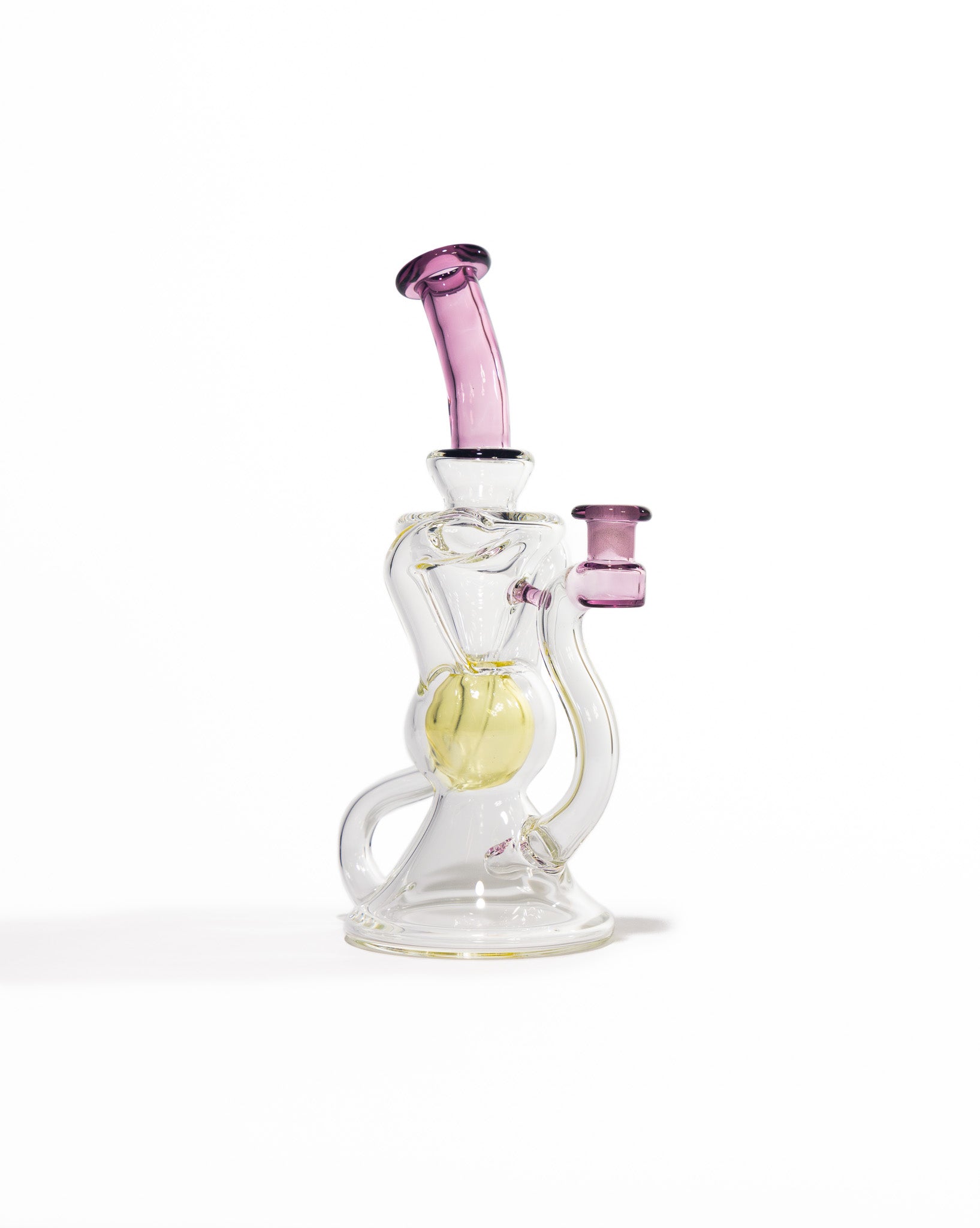 Blew Glass - Dual Uptake Recycler - Clear, Pink & Yellow (CFL)