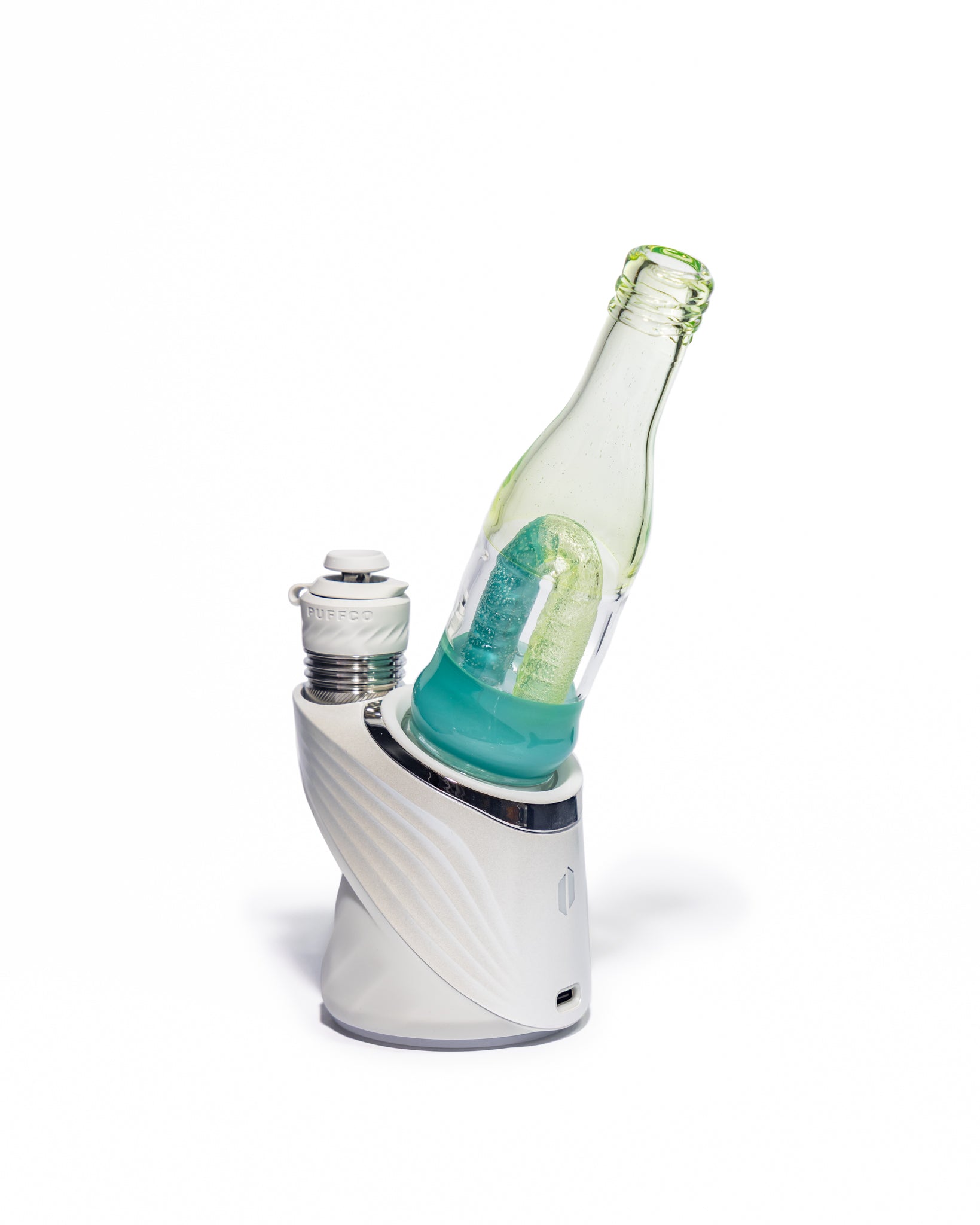 Emperial Glass - Worked Sour Worm Bottle Puffco Attachment - Slyme & Aqua