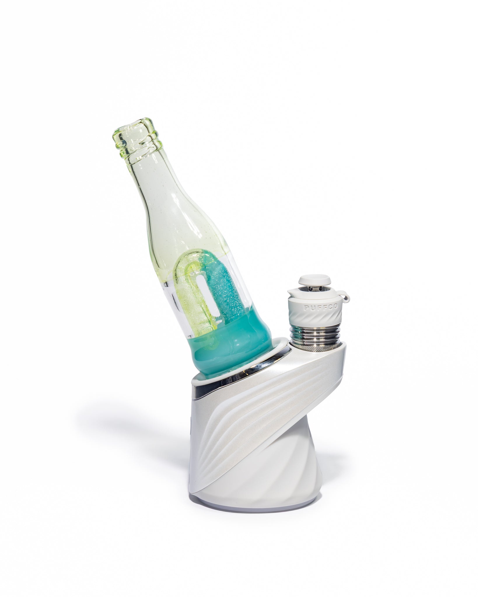 Emperial Glass - Worked Sour Worm Bottle Puffco Attachment - Slyme & Aqua