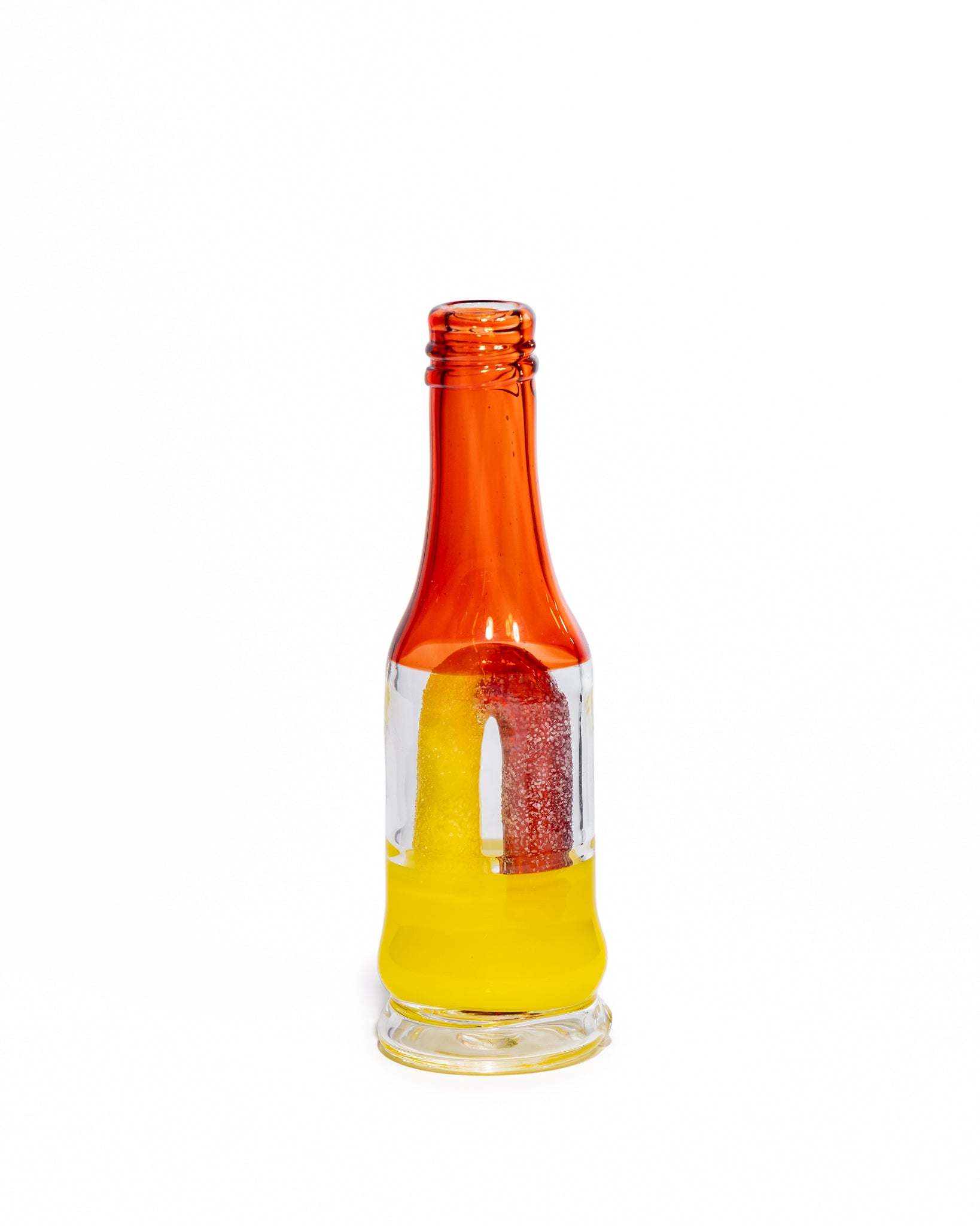 Emperial Glass - Worked Sour Worm Bottle Puffco Attachment - Cad Red & Yellow