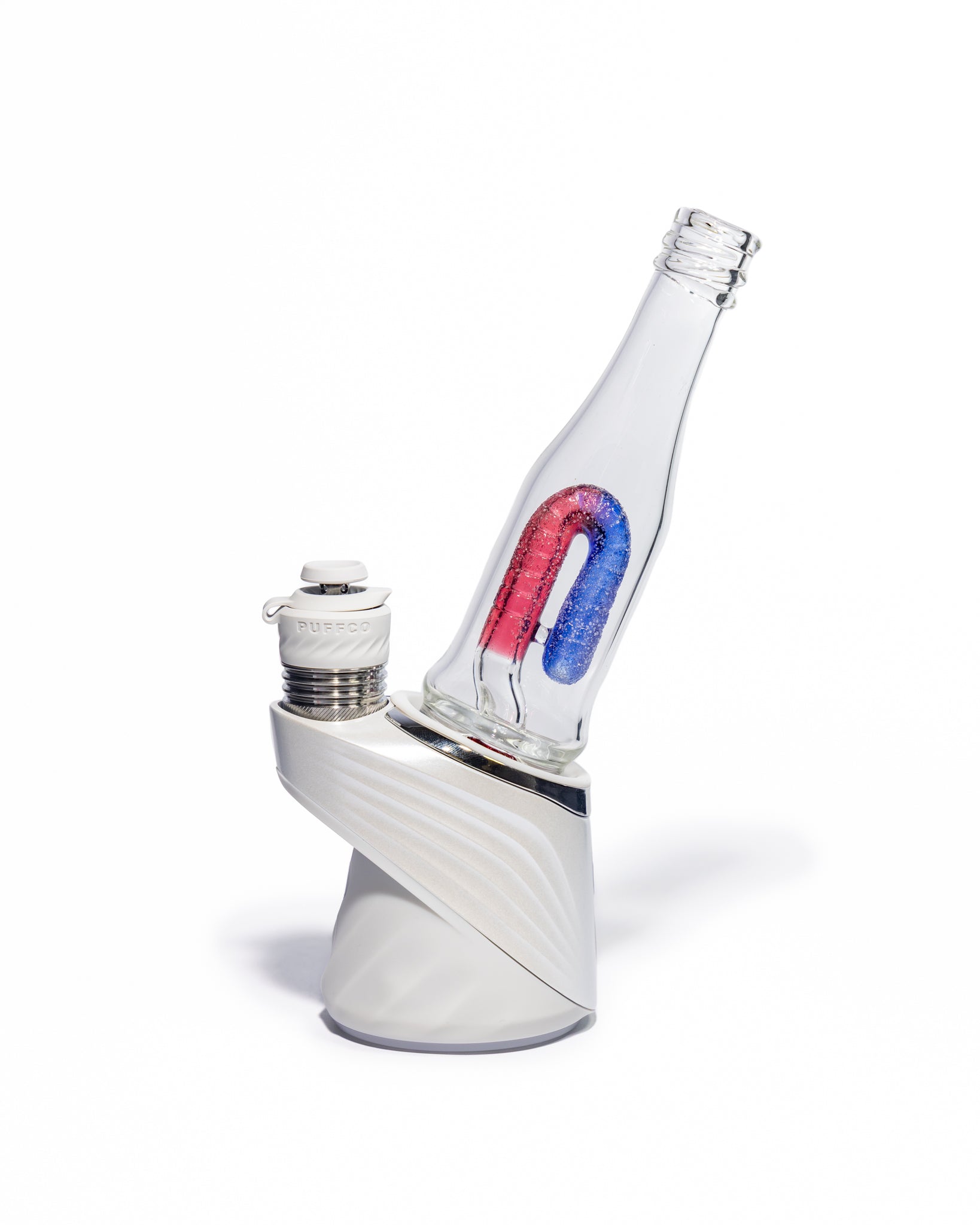 Emperial Glass - Sour Worm Bottle Puffco Attachment - Cobalt Blue & Pomegranate