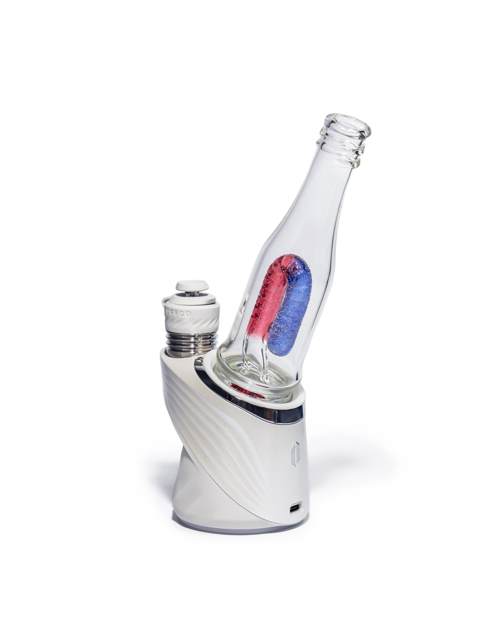 Emperial Glass - Sour Worm Bottle Puffco Attachment - Cobalt Blue & Pomegranate