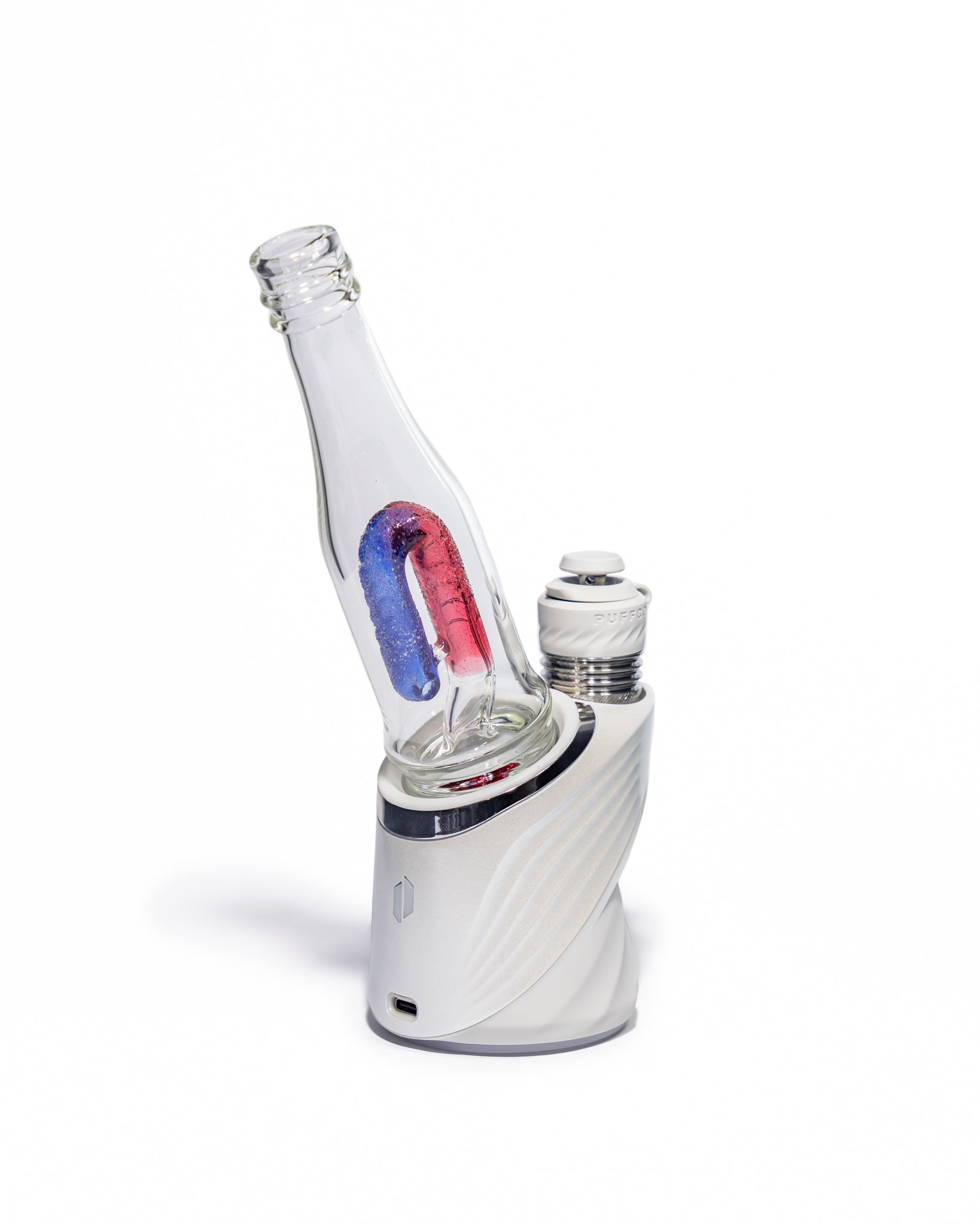 Emperial Glass - Sour Worm Bottle Puffco Attachment - Cobalt Blue & Pomegranate