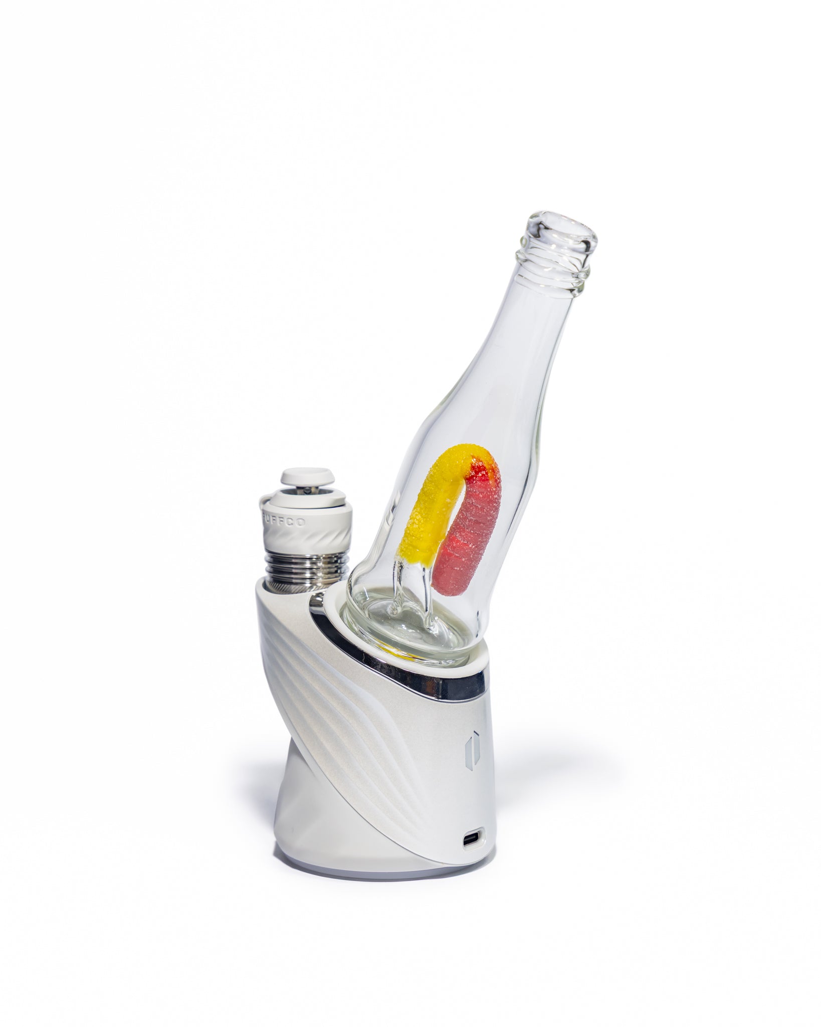 Emperial Glass - Sour Worm Bottle Puffco Attachment - Cad Red & Cad Yellow