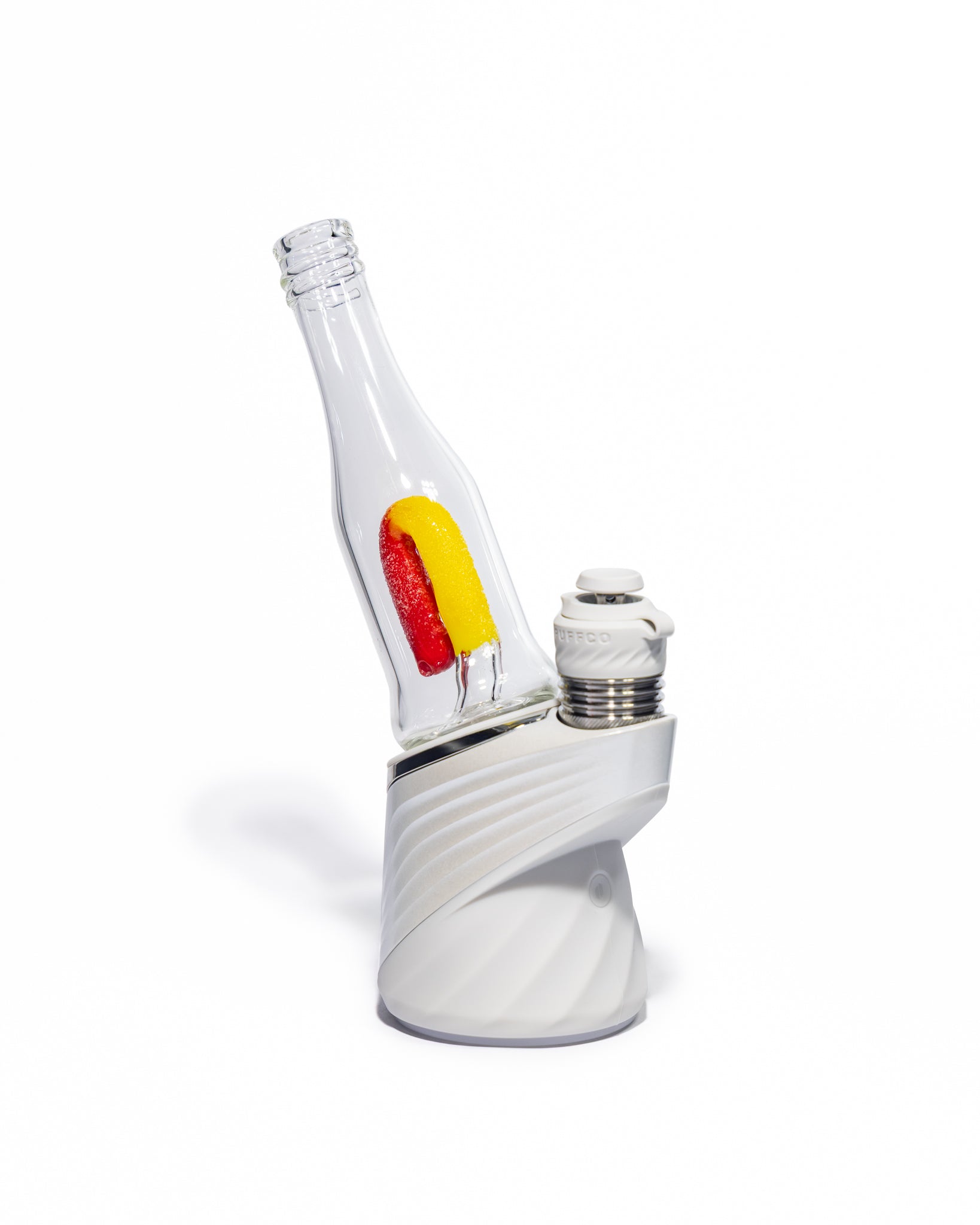 Emperial Glass - Sour Worm Bottle Puffco Attachment - Cad Red & Cad Yellow