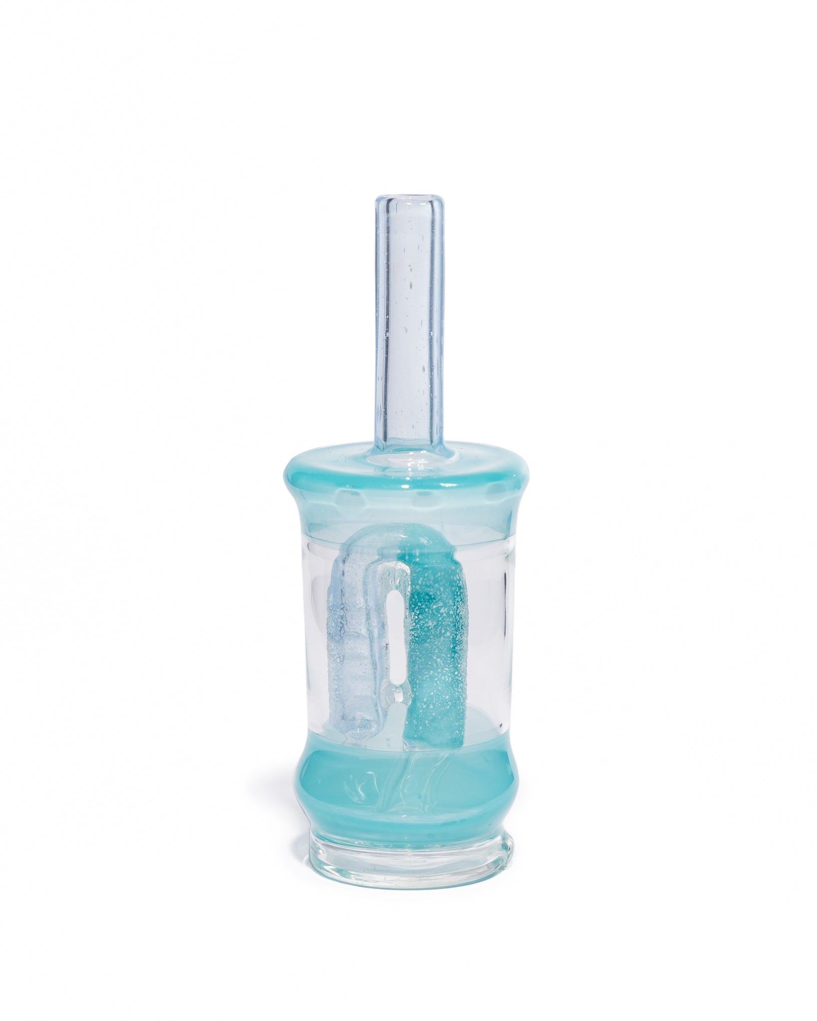 Emperial Glass - Worked Sour Worm Cup Puffco Attachment - Handmix Blue & Aqua