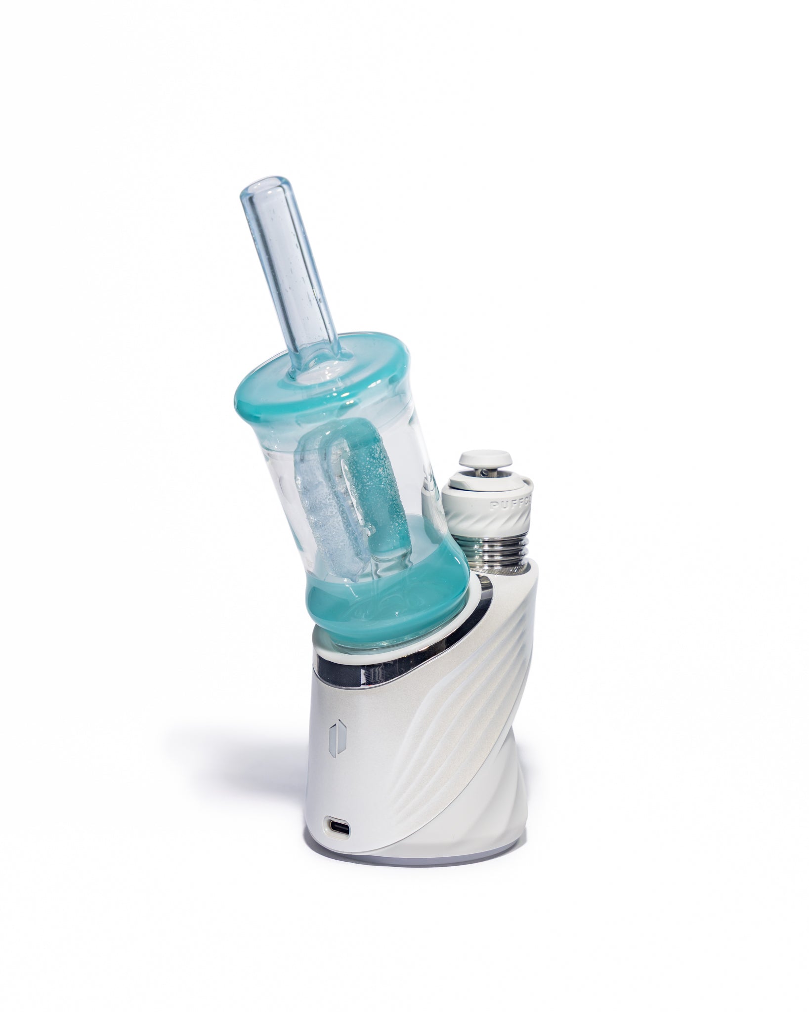 Emperial Glass - Worked Sour Worm Cup Puffco Attachment - Handmix Blue & Aqua