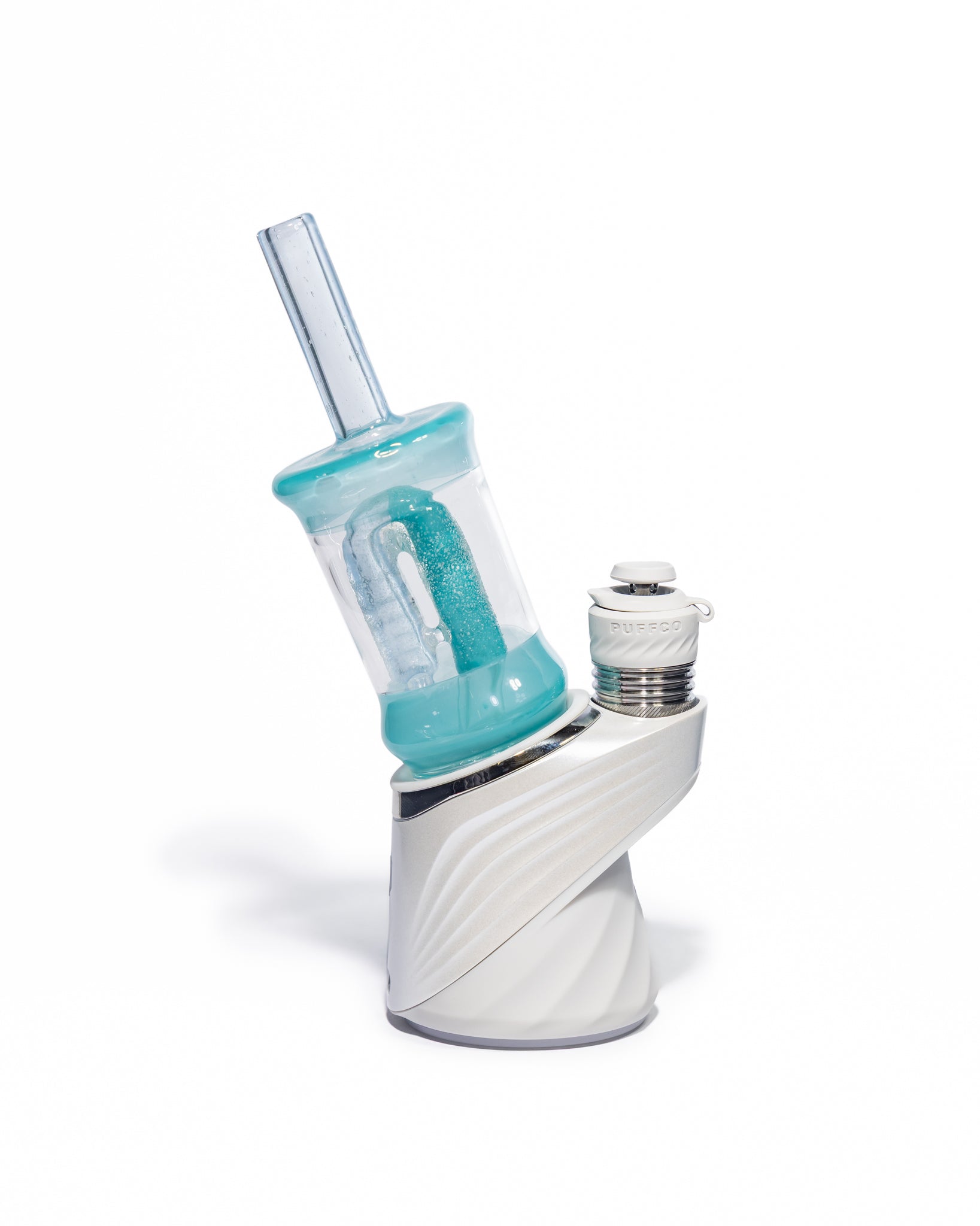 Emperial Glass - Worked Sour Worm Cup Puffco Attachment - Handmix Blue & Aqua