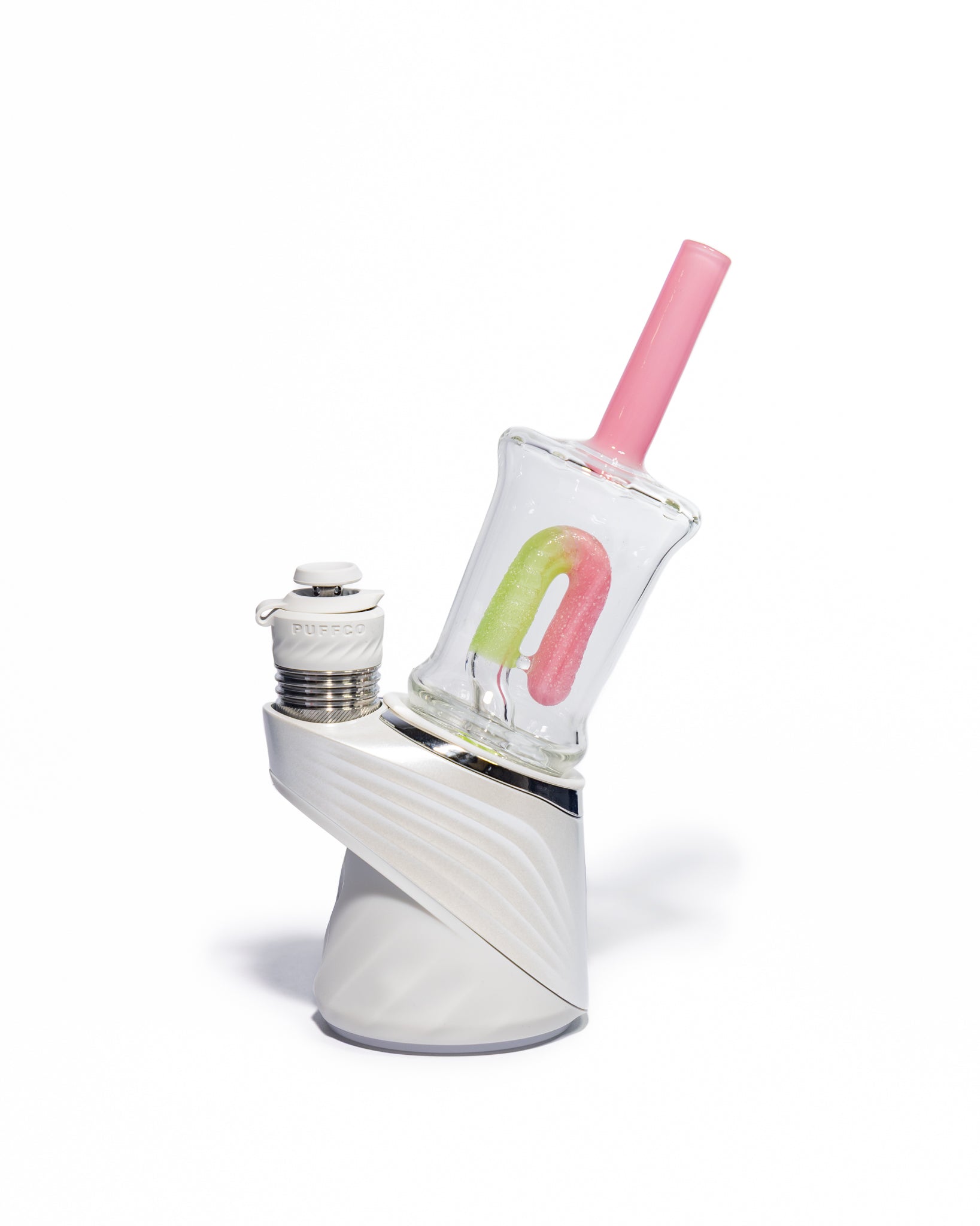 Emperial Glass - Sour Worm Cup Puffco Attachment - Handmix Pink & Slyme