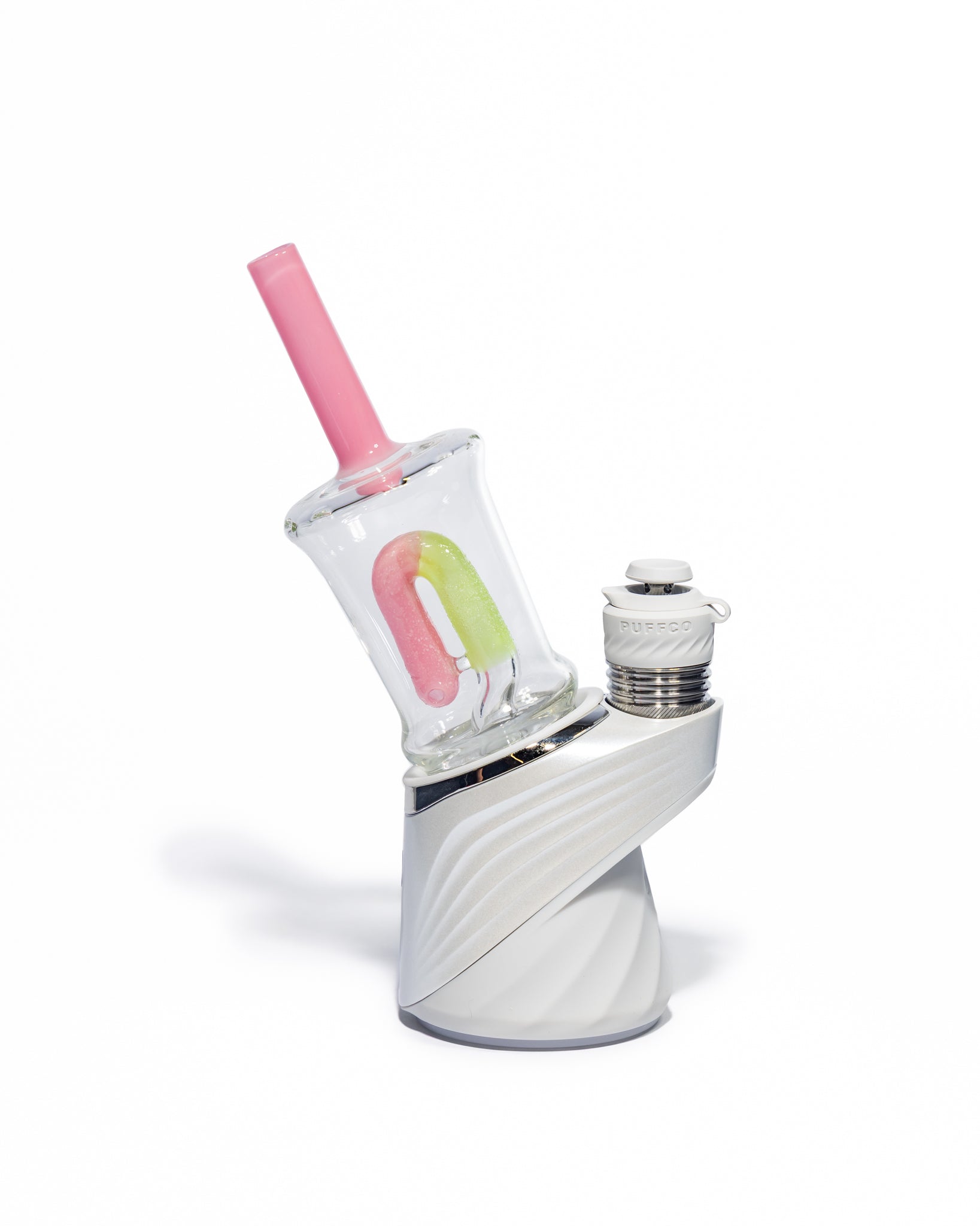 Emperial Glass - Sour Worm Cup Puffco Attachment - Handmix Pink & Slyme