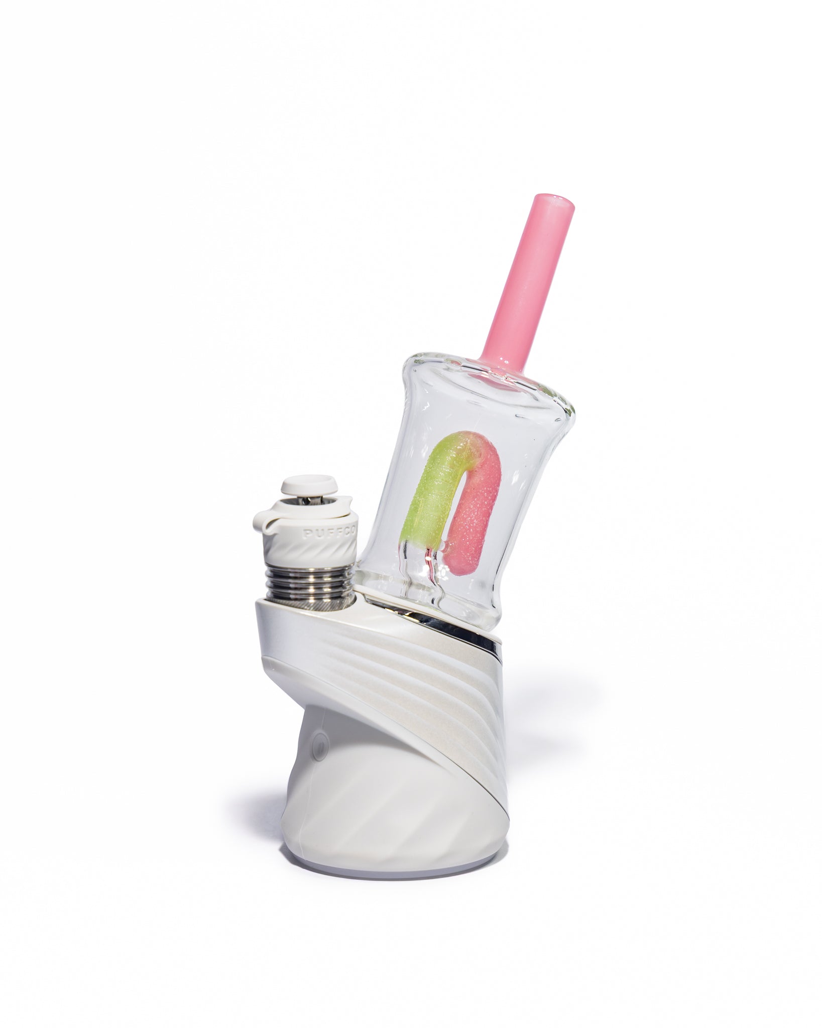 Emperial Glass - Sour Worm Cup Puffco Attachment - Handmix Pink & Slyme