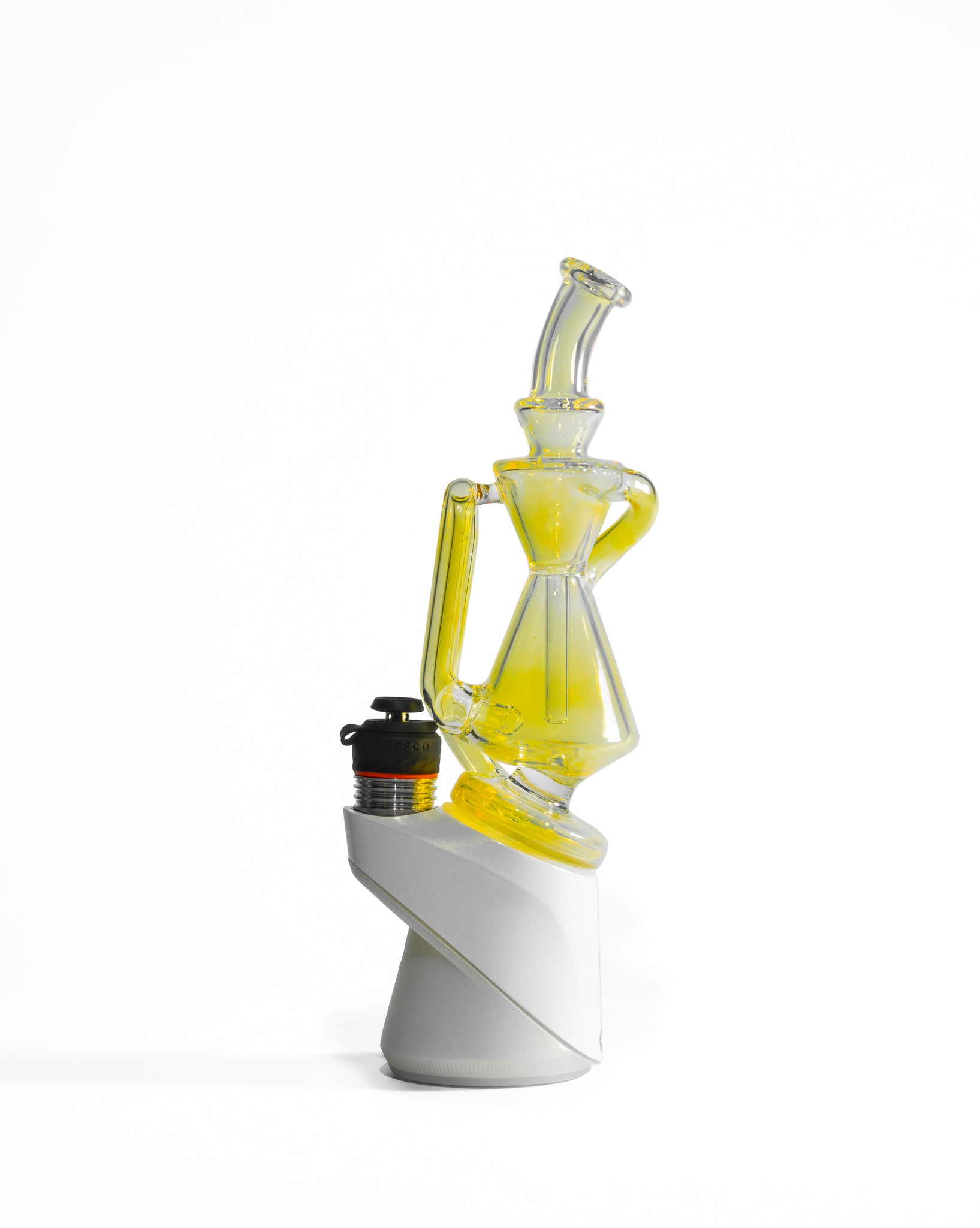 Greek Glass - Puffco Recycler Attachment - Clear Silver Fume