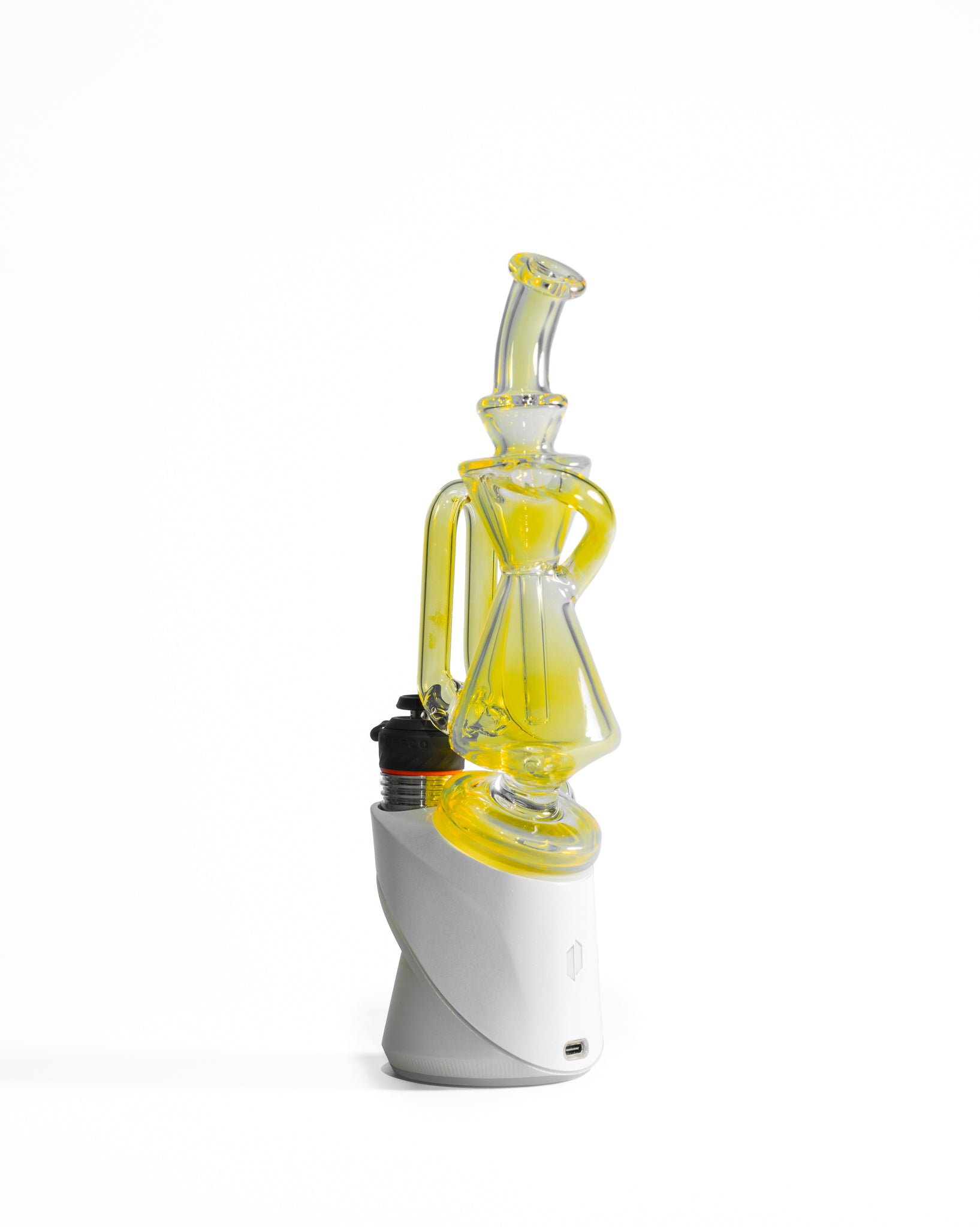 Greek Glass - Puffco Recycler Attachment - Clear Silver Fume