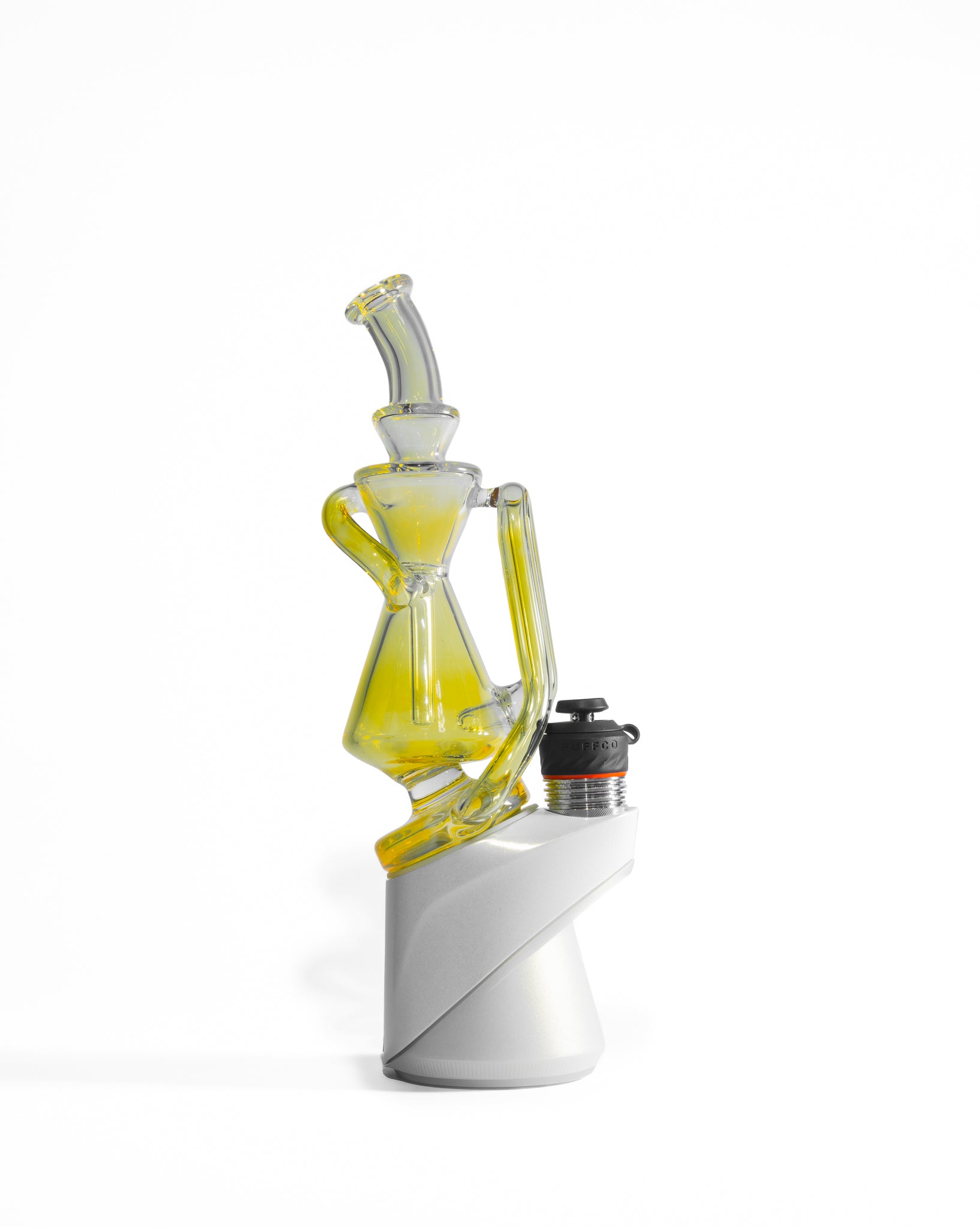 Greek Glass - Puffco Recycler Attachment - Clear Silver Fume