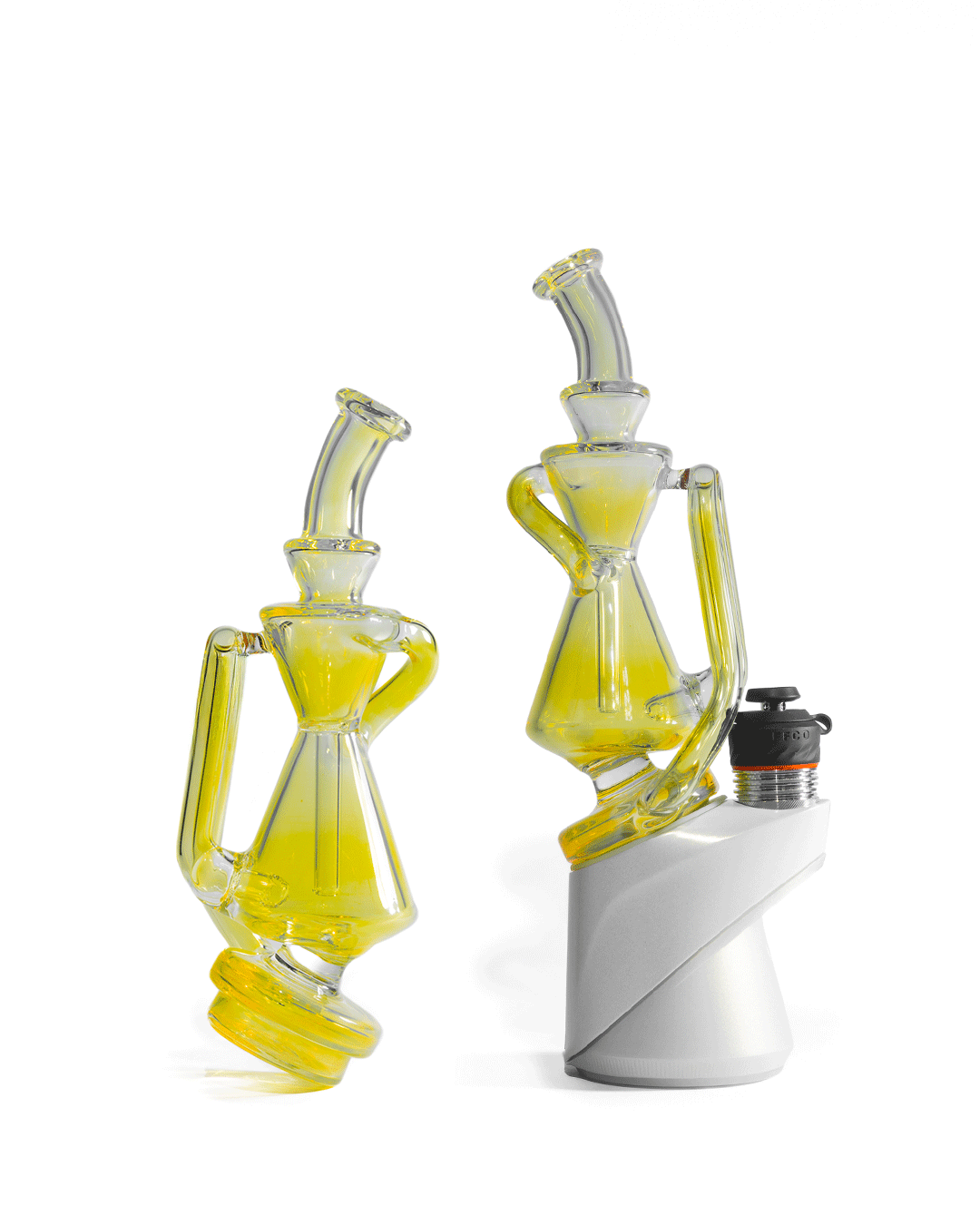 Greek Glass - Puffco Recycler Attachment - Clear Silver Fume