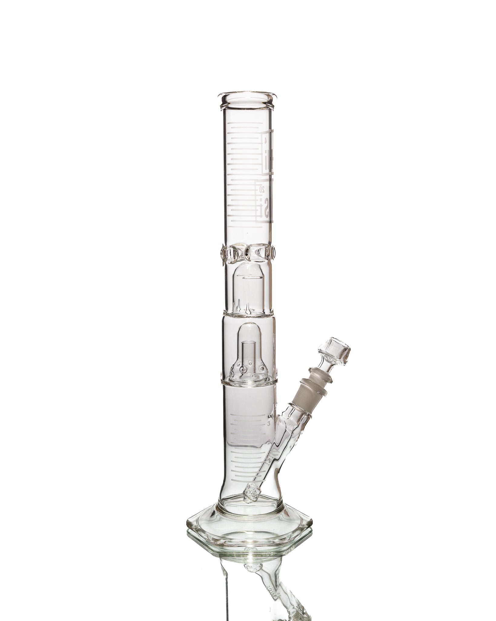 HiSi Glass - 15" Straight Tube - Double Mushroom Perk