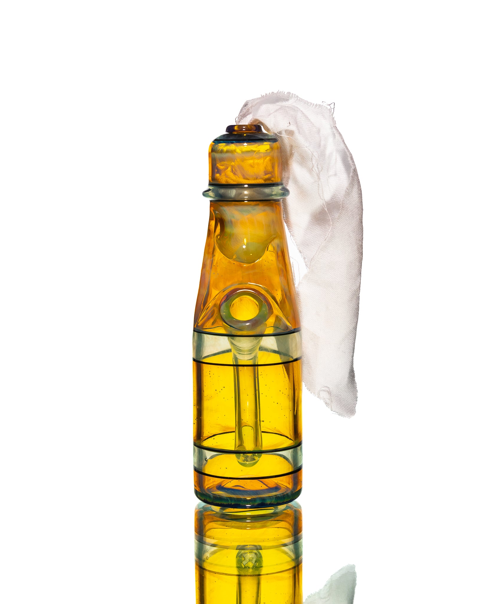 Jack Blew Glass - Mini Ramune Bottle - Orange & Yellow (UV)