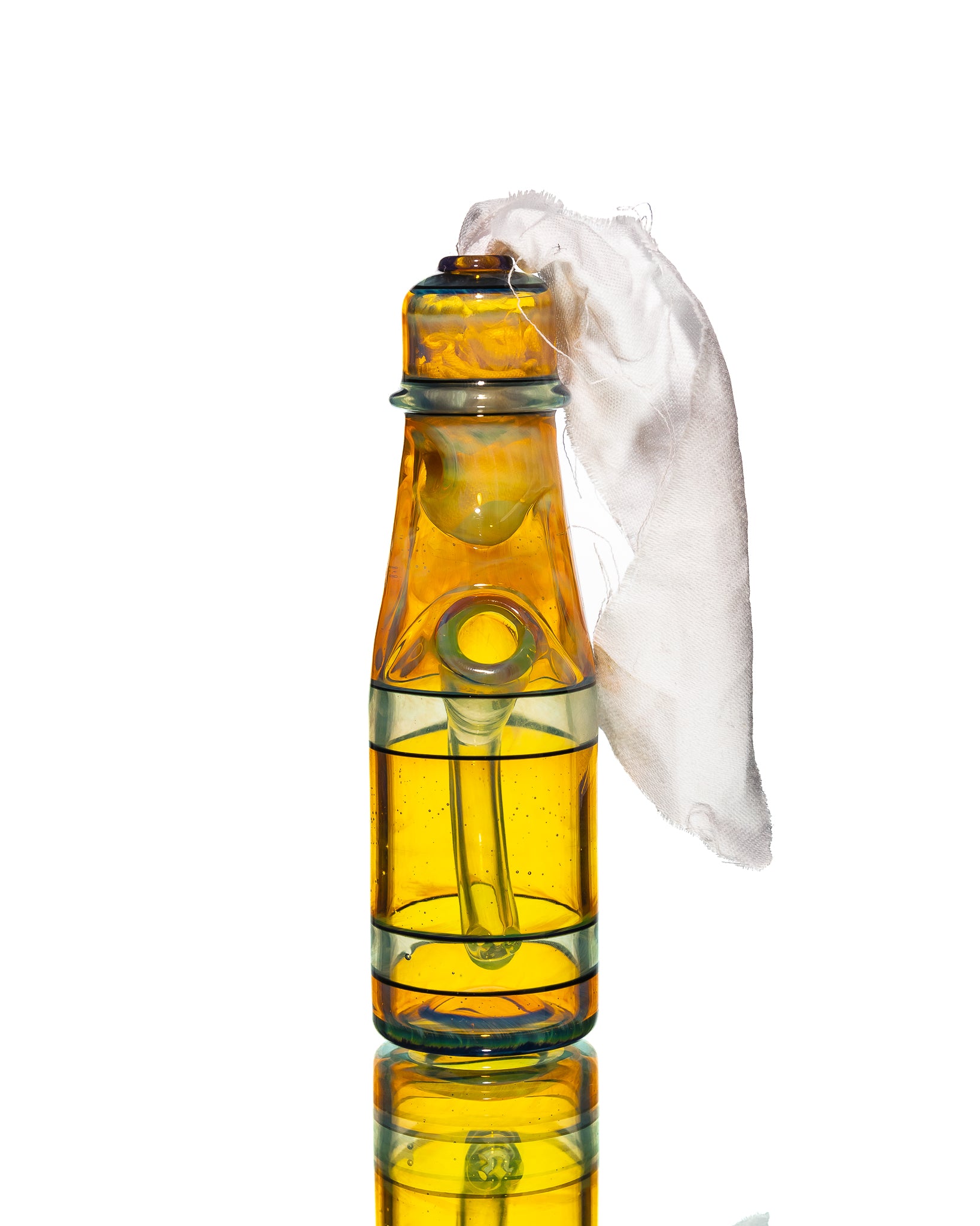 Jack Blew Glass - Mini Ramune Bottle - Orange & Yellow (UV)