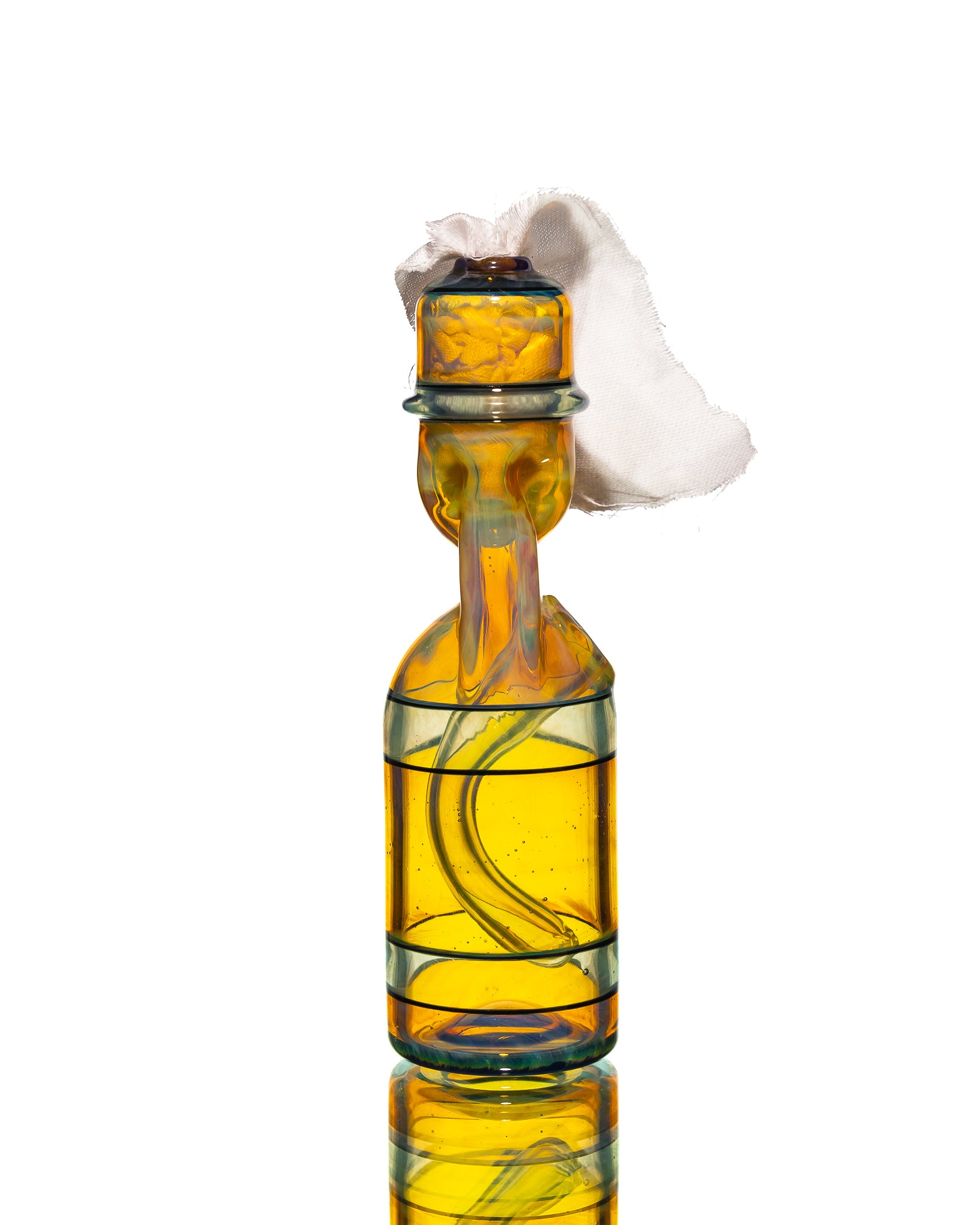 Jack Blew Glass - Mini Ramune Bottle - Orange & Yellow (UV)
