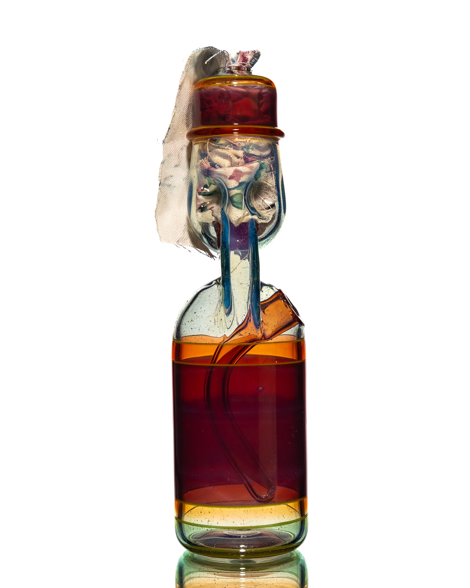 Jack Blew Glass - Full Size Ramune Bottle - Blue & Red (UV)