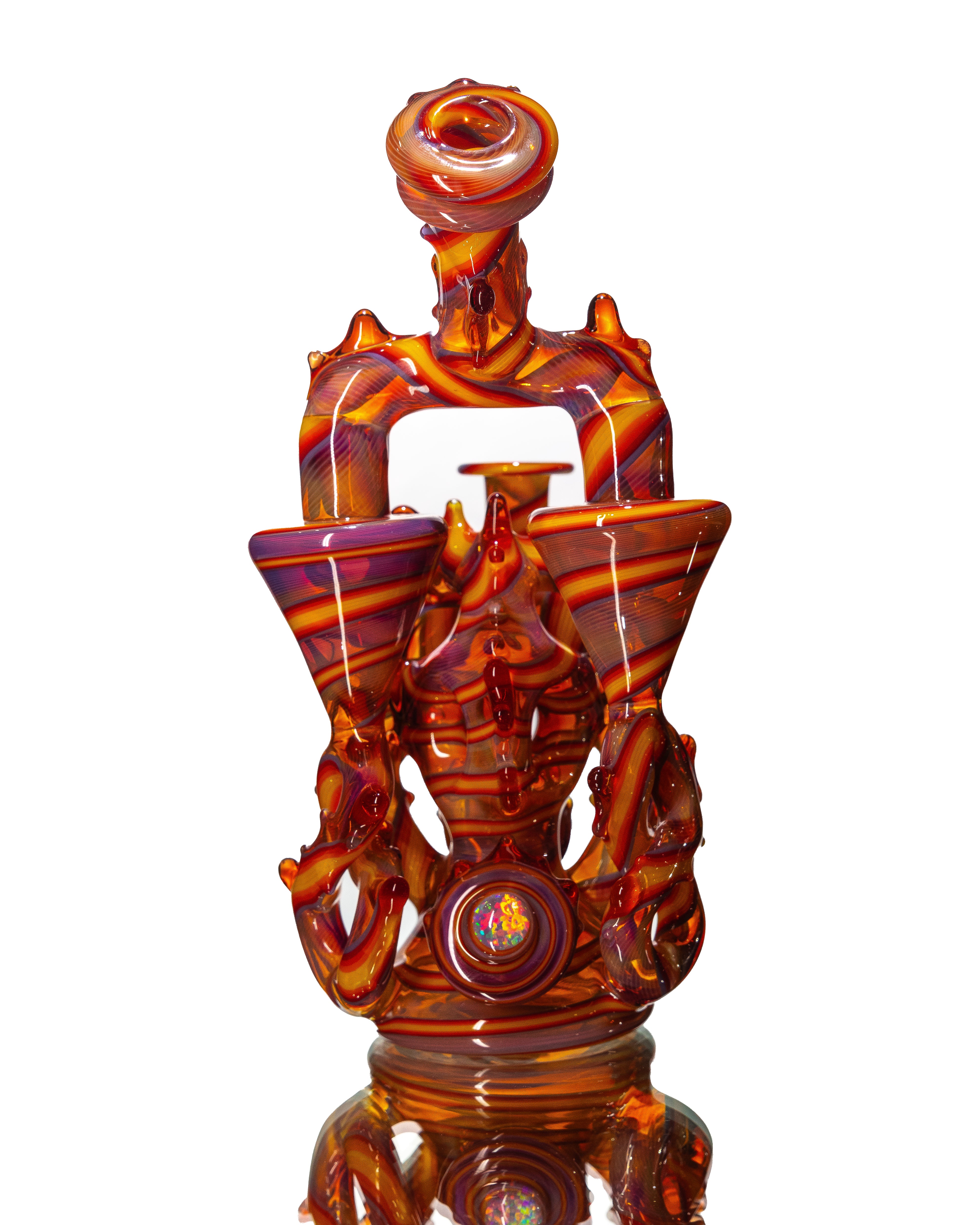 23 Glass - Red/Orange Double Recycler