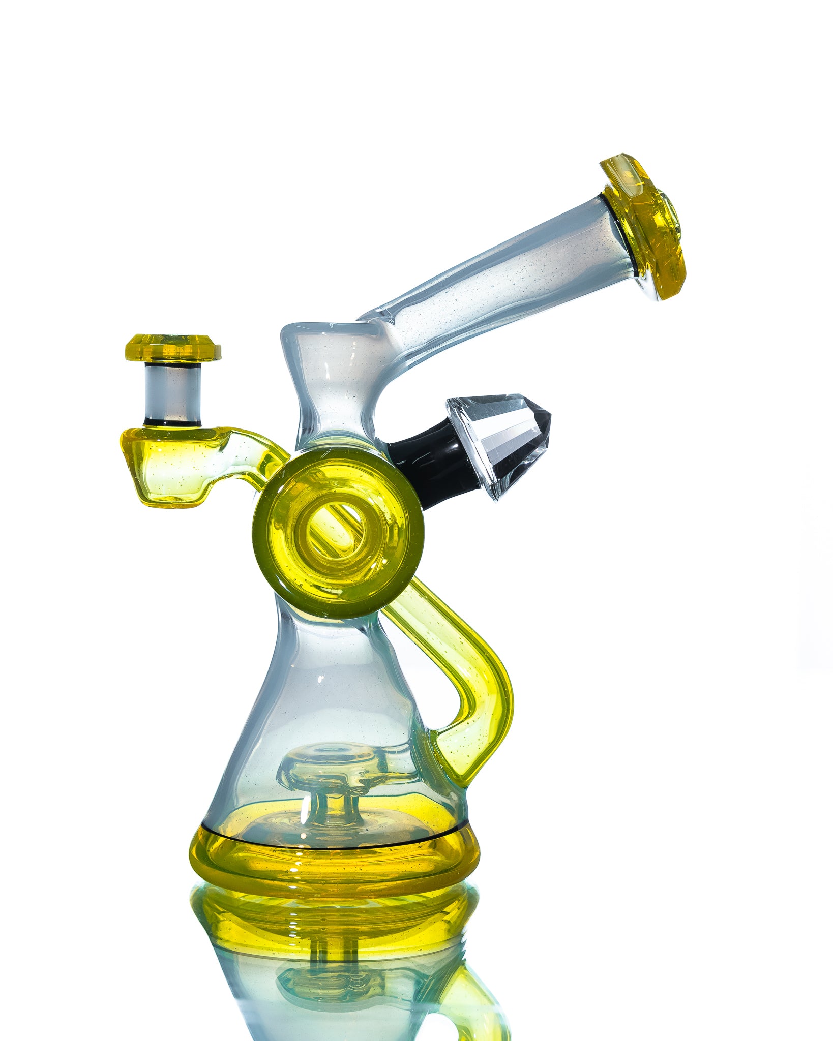 Bowman Glass - Bubble Dumper - Light Blue & Yellow