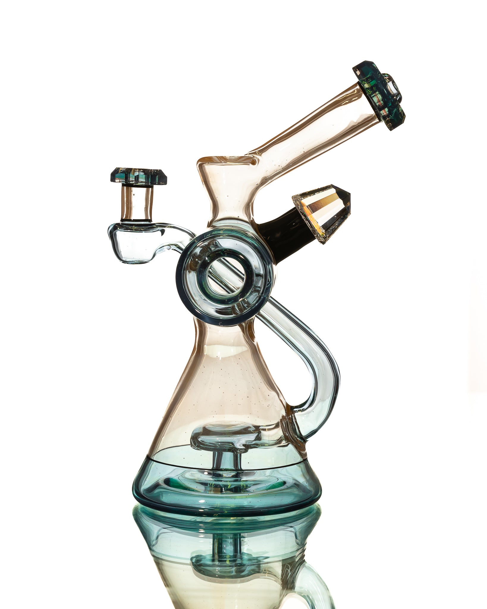 Bowman Glass - Bubble Dumper - Tan & Blue