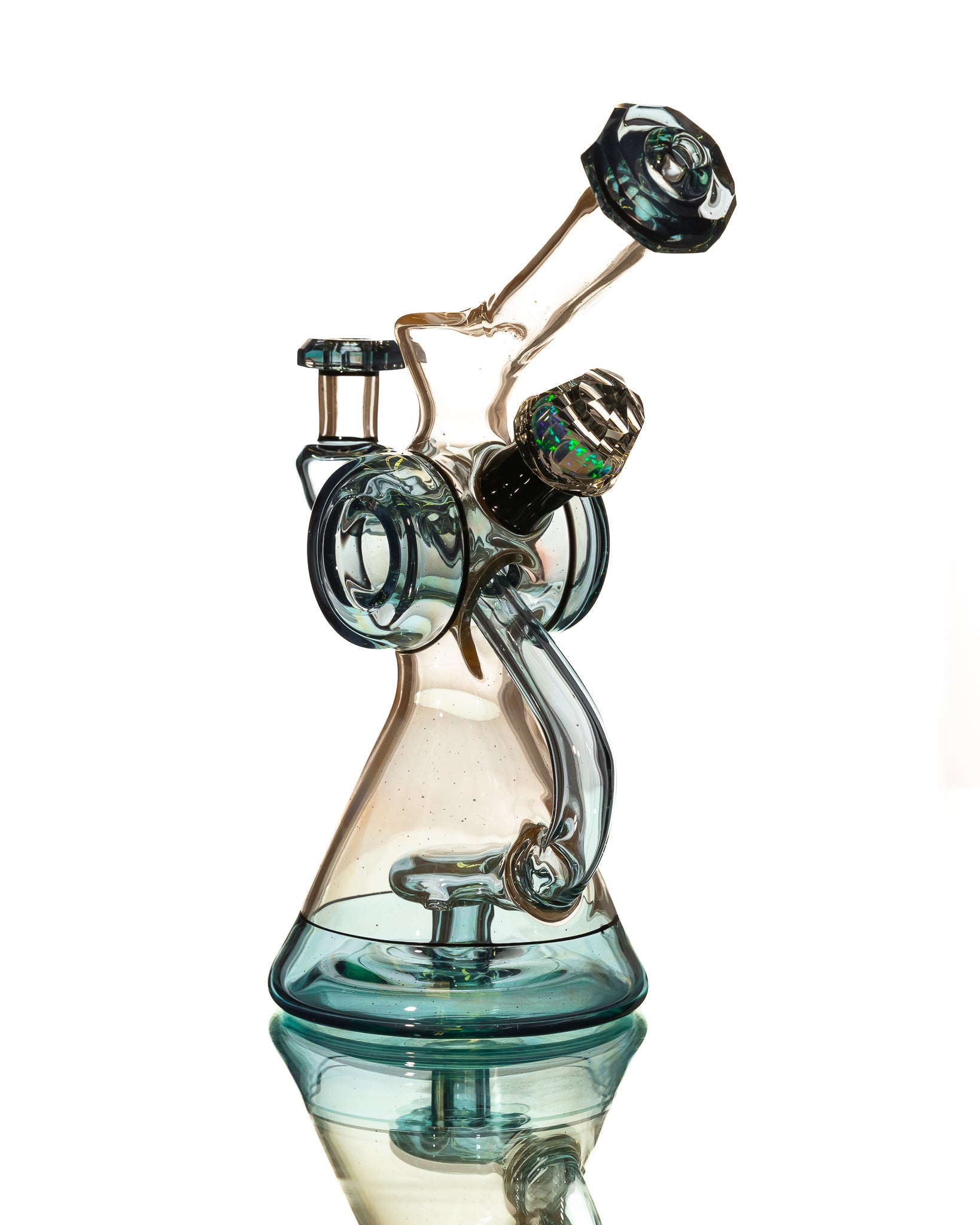 Bowman Glass - Bubble Dumper - Tan & Blue