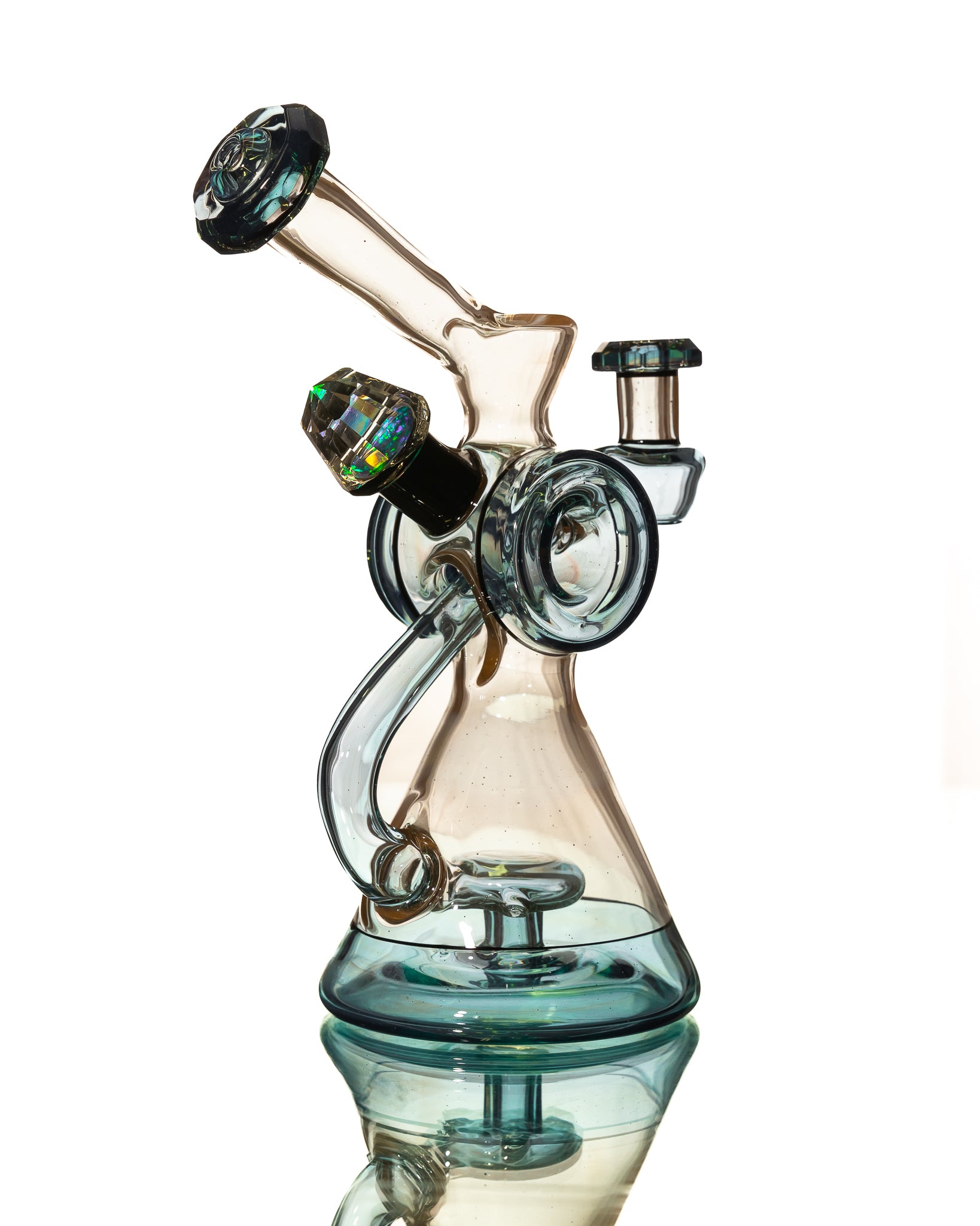 Bowman Glass - Bubble Dumper - Tan & Blue