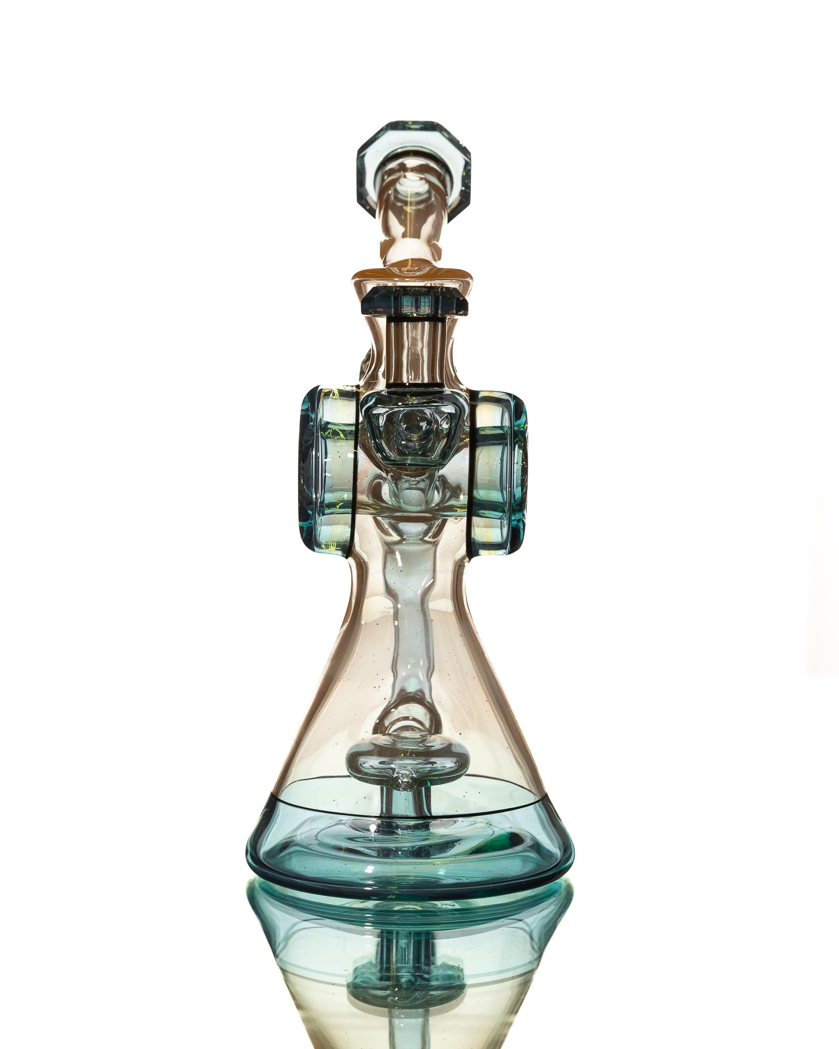 Bowman Glass - Bubble Dumper - Tan & Blue